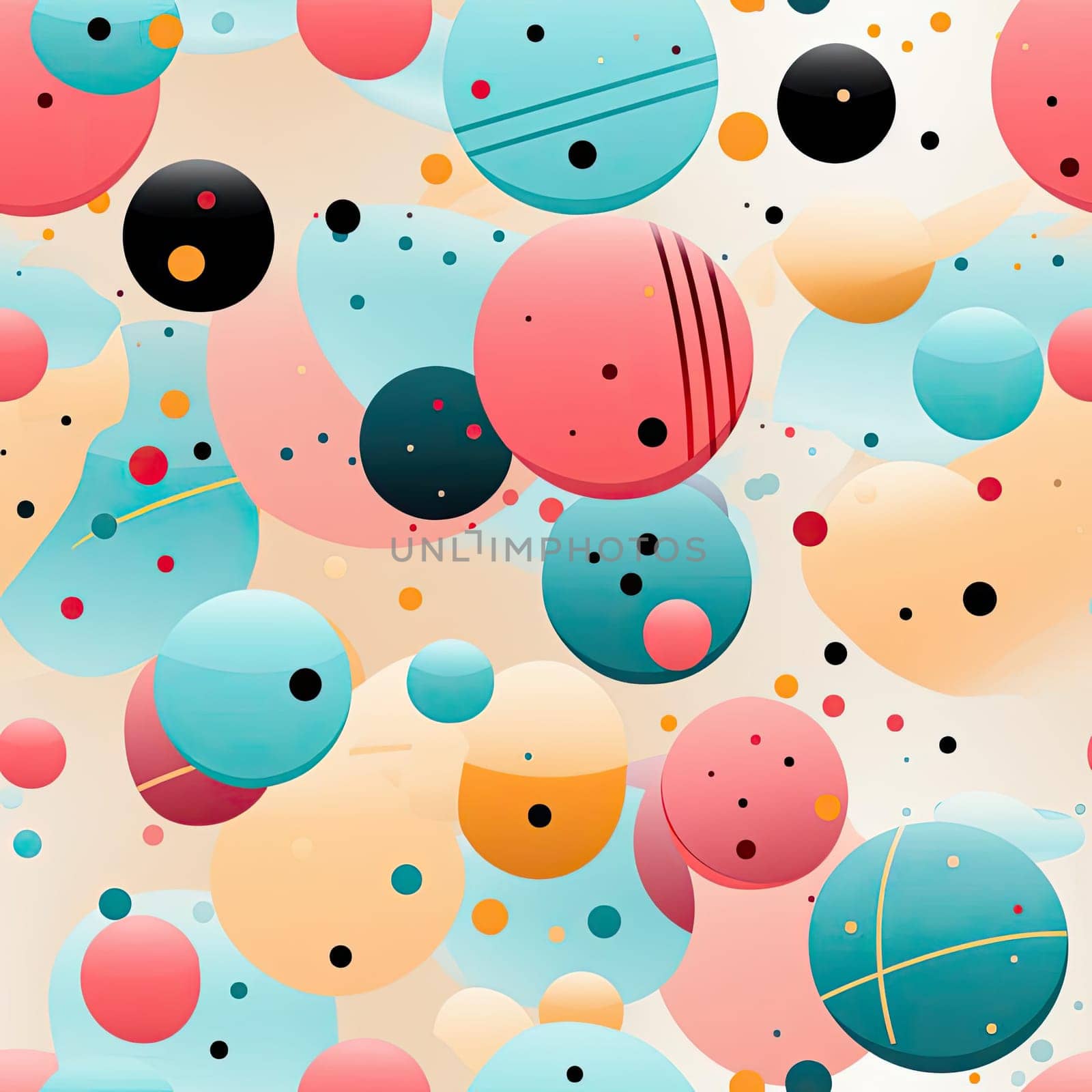 Colorful background with spheres and circles (tiled)