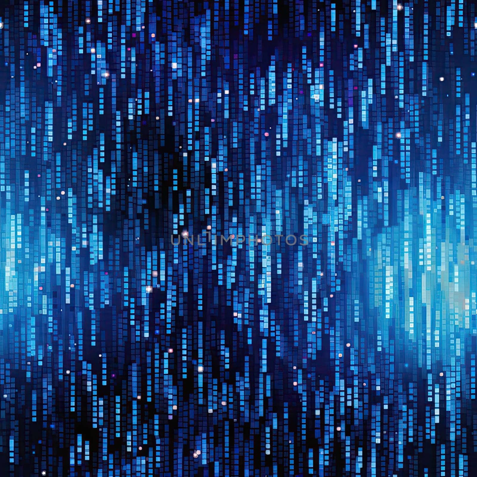 Blue pixel code background in space with a lot of light (tiled)