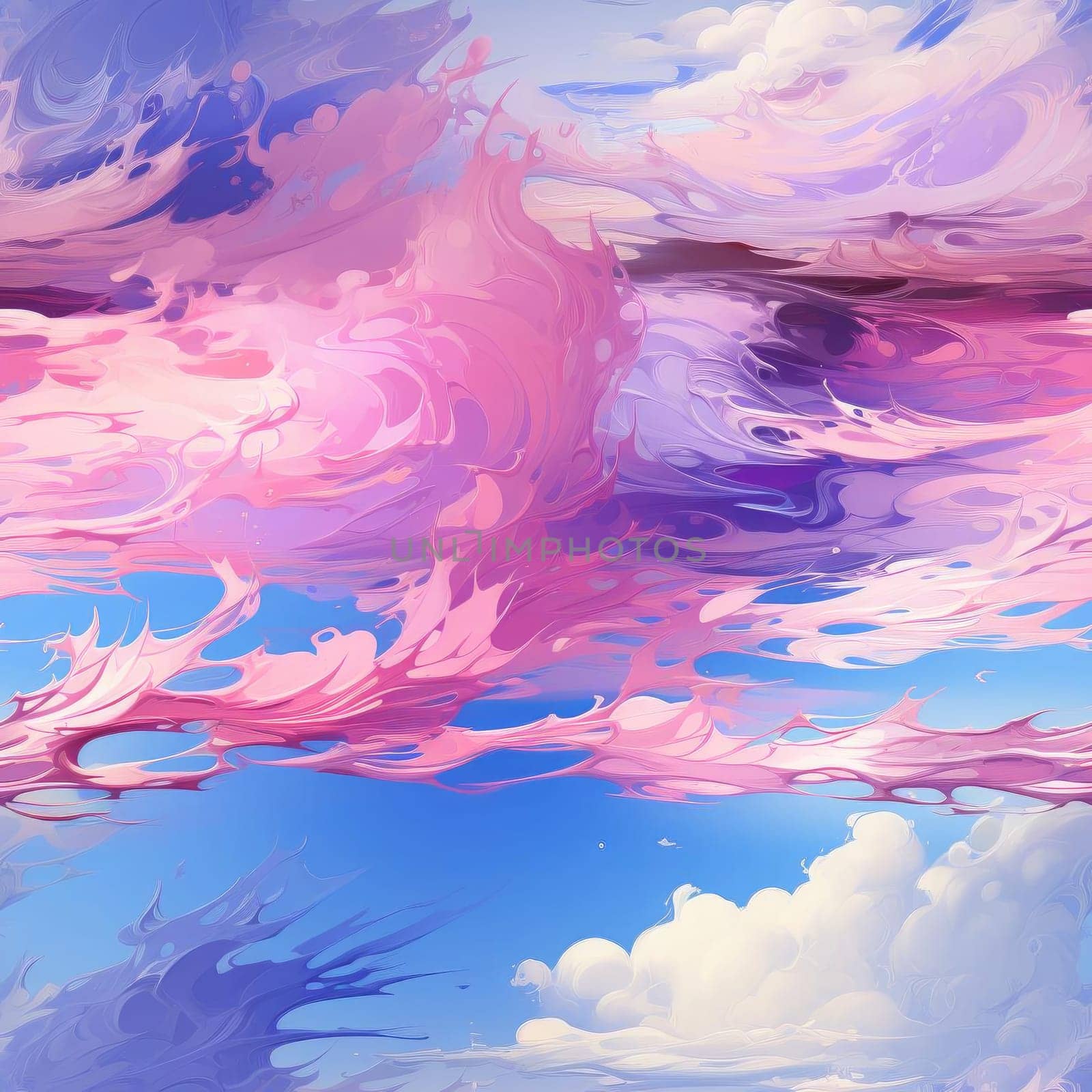 Artist's painting of pink and purple clouds with flowing forms (tiled)