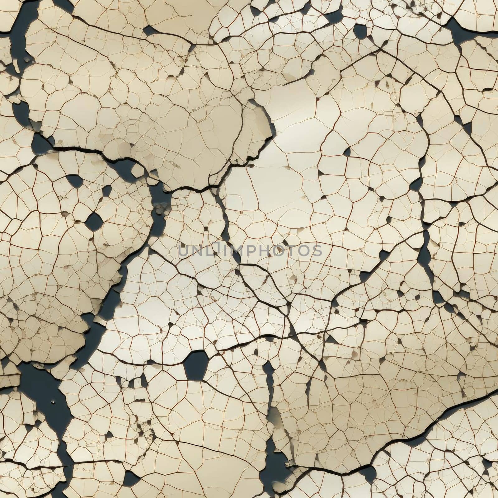 Cracked earth background with black stains in generative art style (tiled)