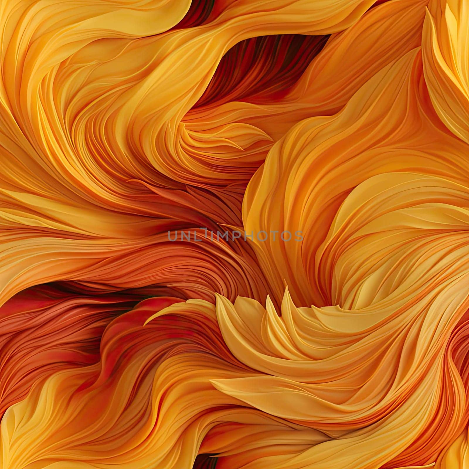 Abstract painting with wavy patterns in flaming orange (tiled)
