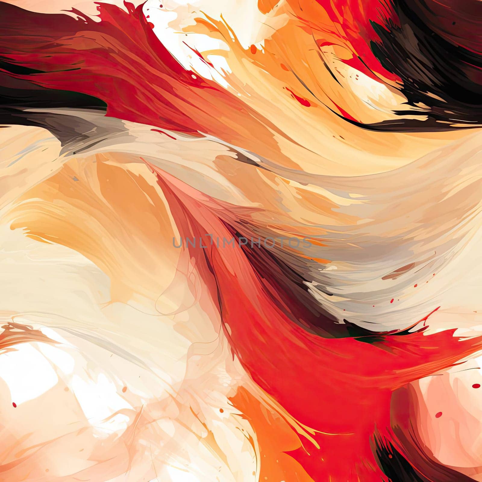 Swirling abstract painting in orange, black, grey and white (tiled)