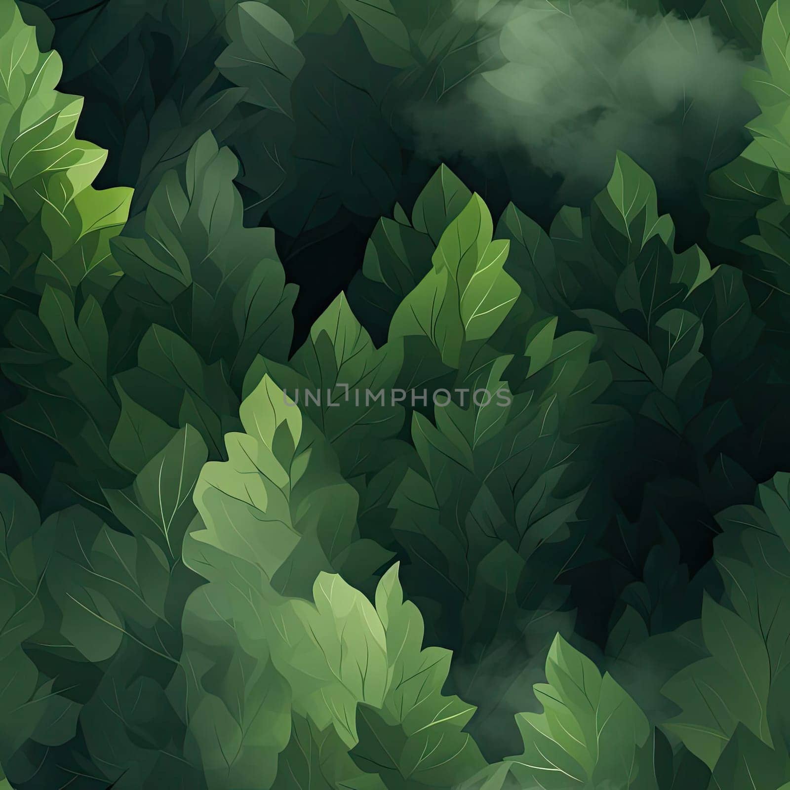 Forest with leaves, smoke, and fog painted in detailed brush strokes (tiled)