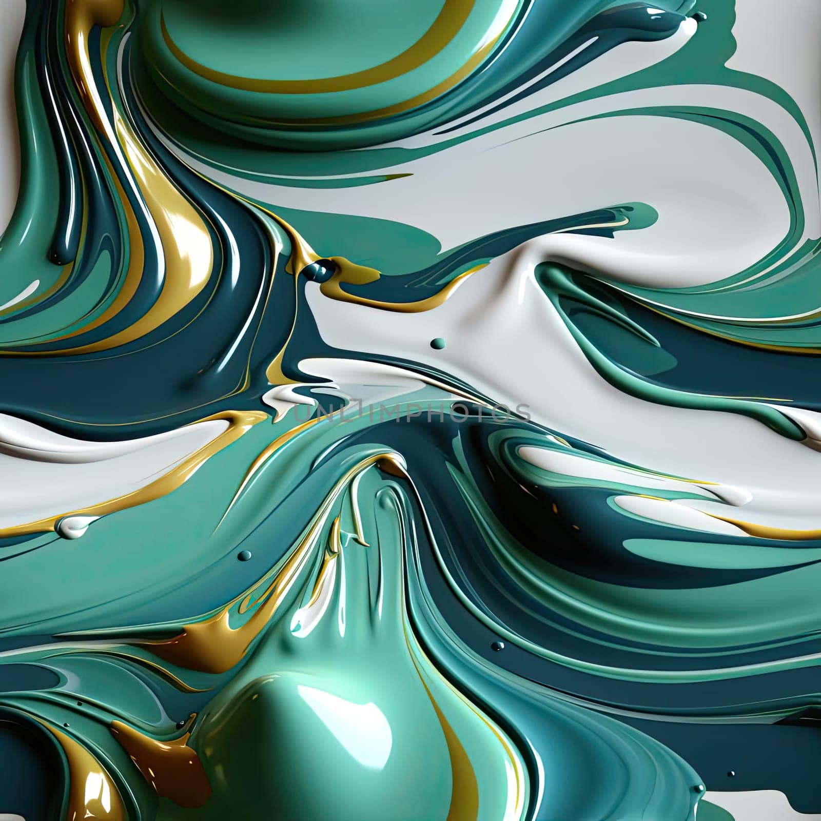 Abstract water pattern in grey and gold colors on cyan (tiled)