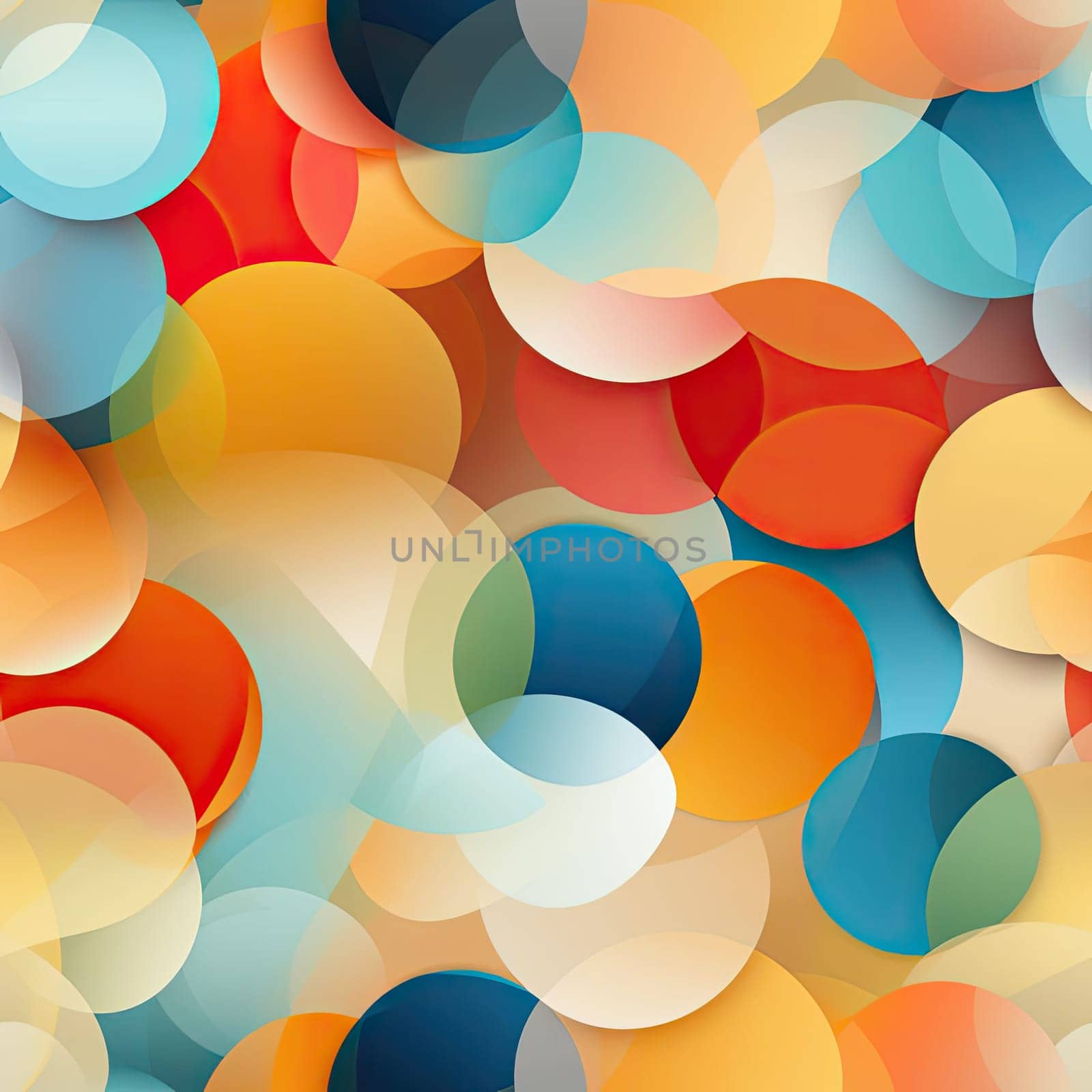 Geometric background with various circles in orange and blue (tiled)