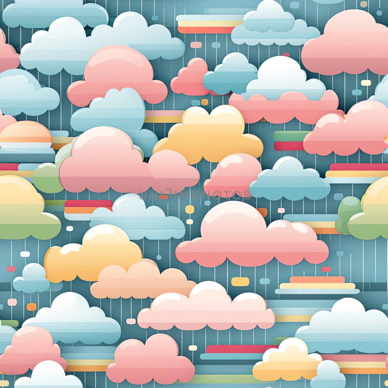 Abstract background of colorful clouds and rain clouds (tiled)