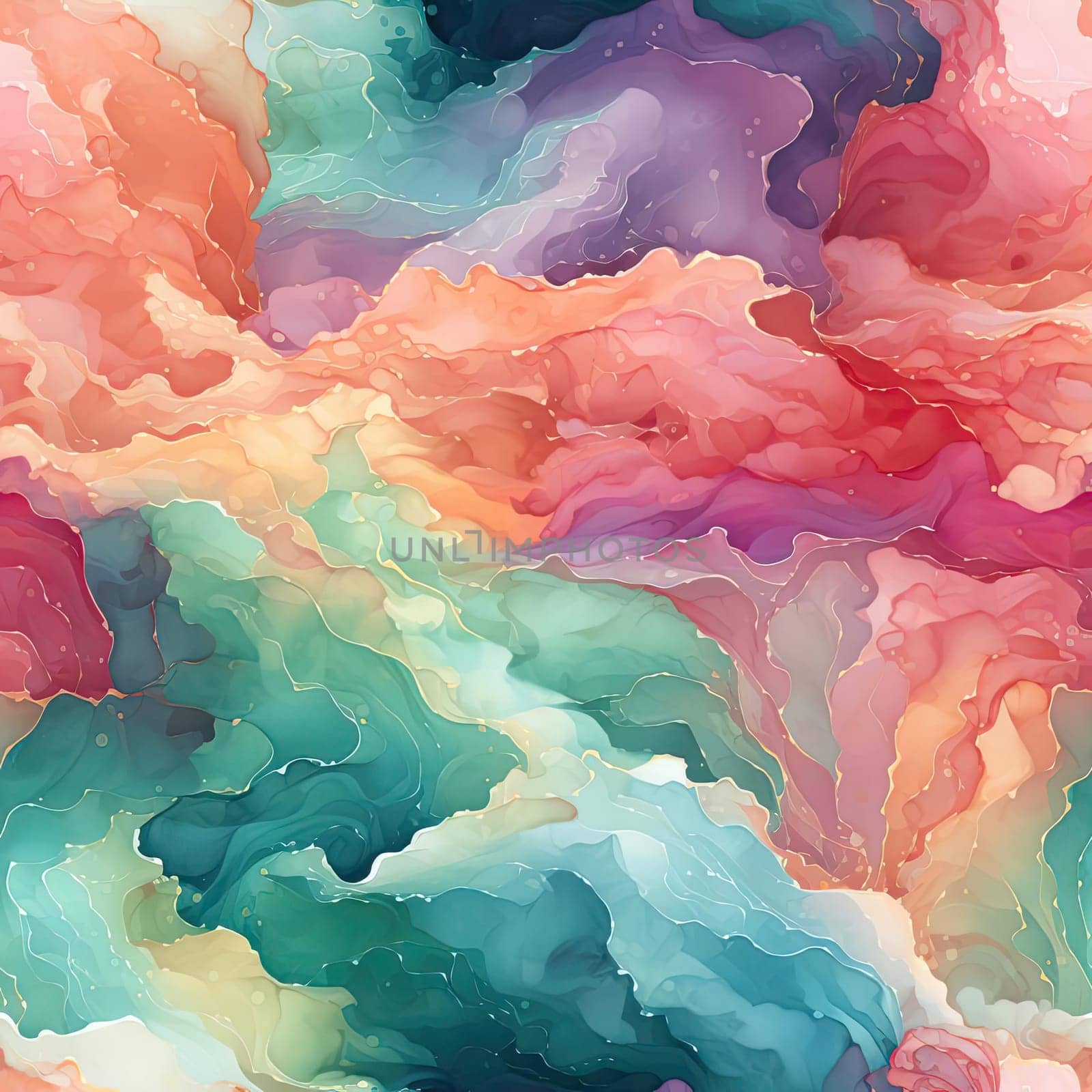 Watercolor clouds abstract background with organic forms and dreamscapes (tiled)