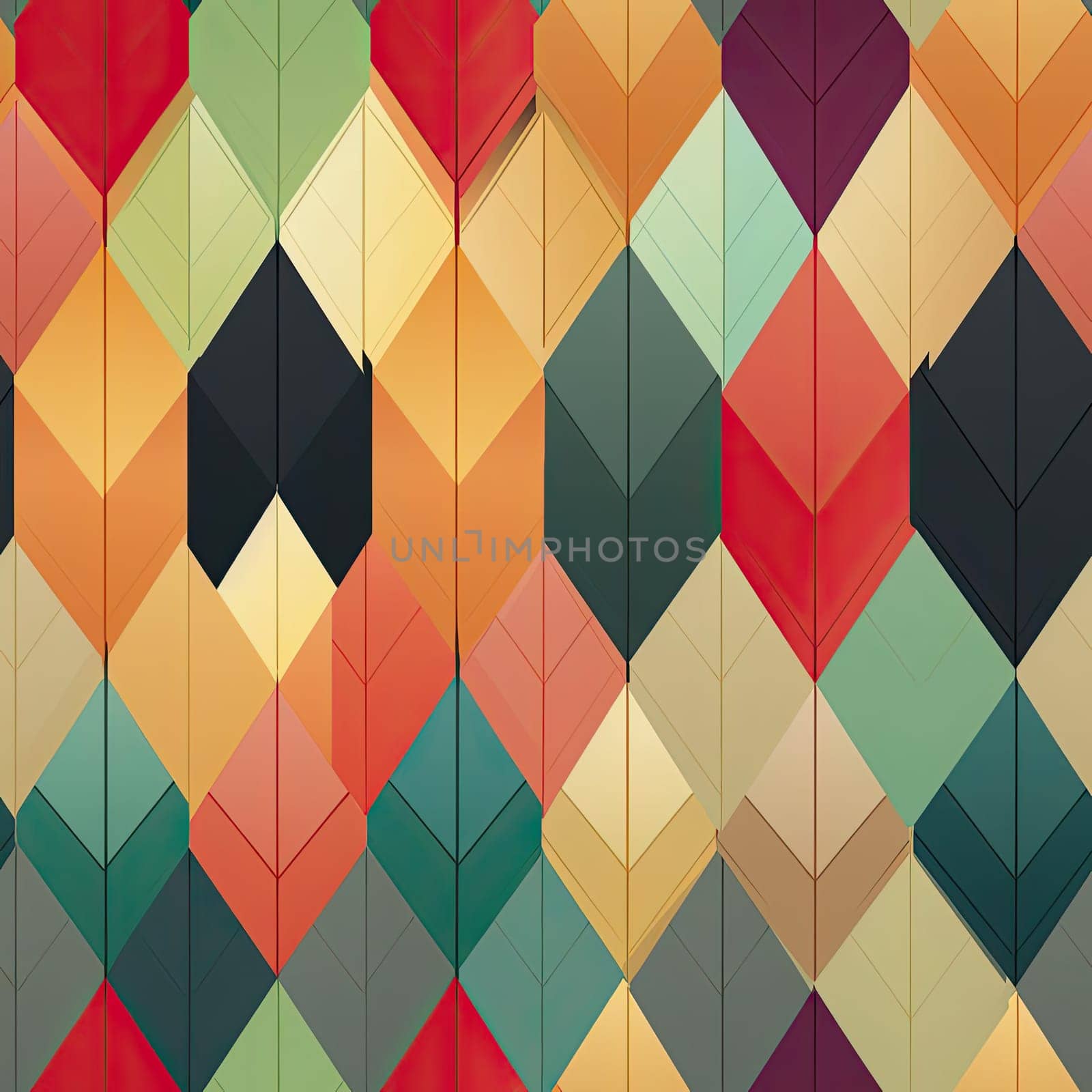 Abstract geometric wall pattern with colorful shapes (tiled)