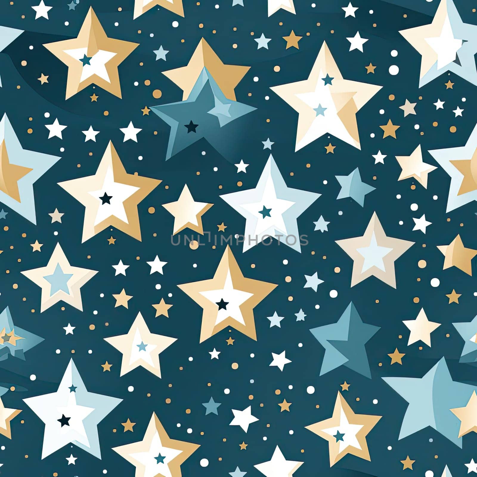 Cute pattern with gold, blue, and yellow stars (tiled)