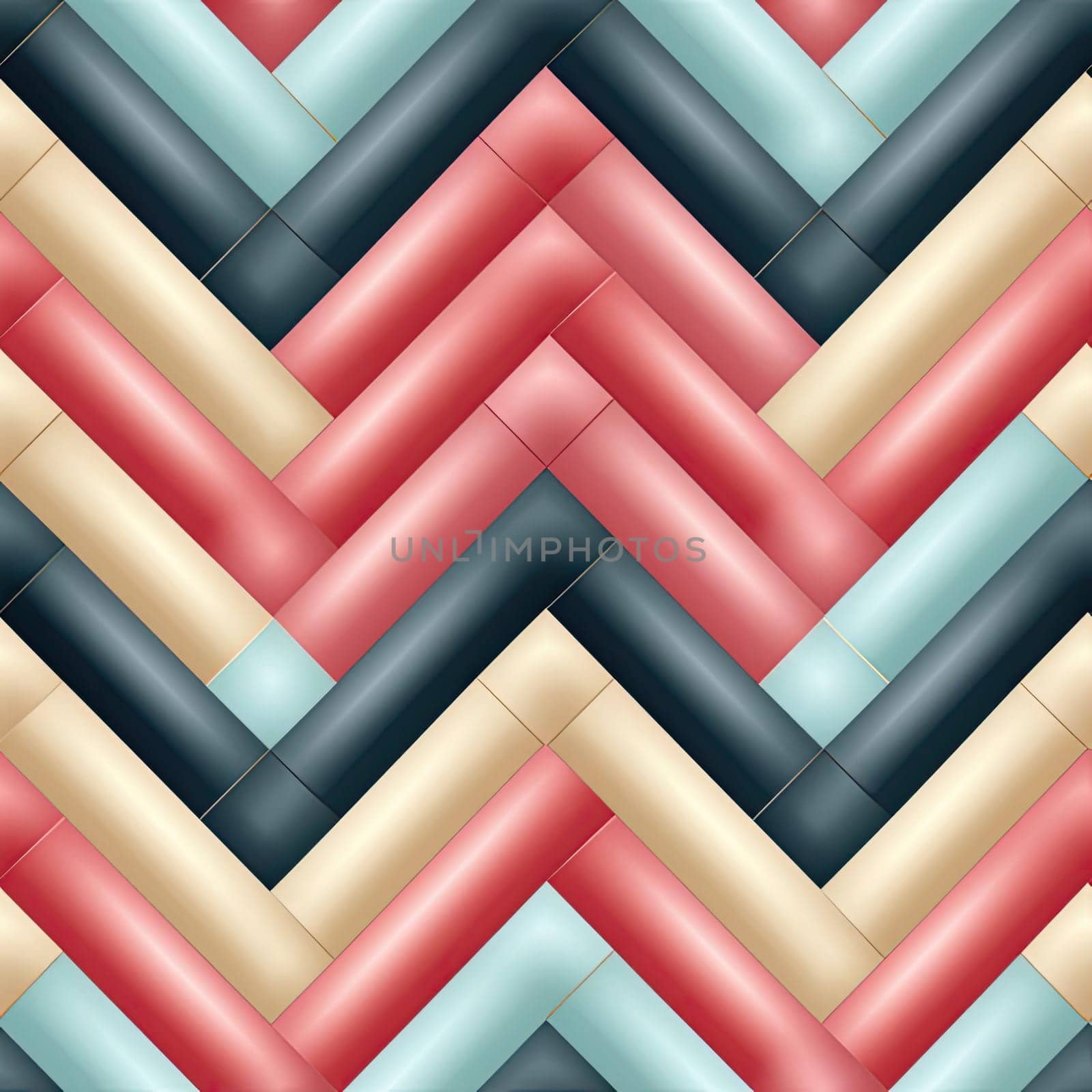 Colorful chevron pattern with metallic rectangles and simplified structures (tiled)