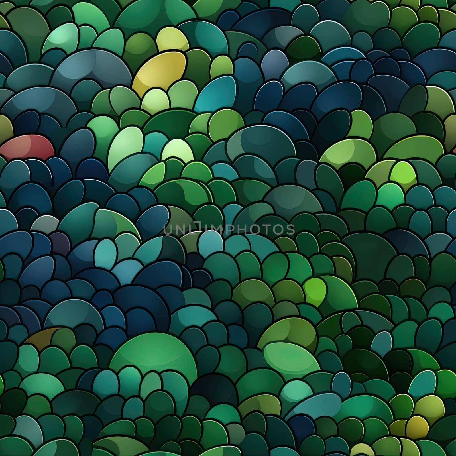 Seamless pattern with green rocks in graphic style (tiled)