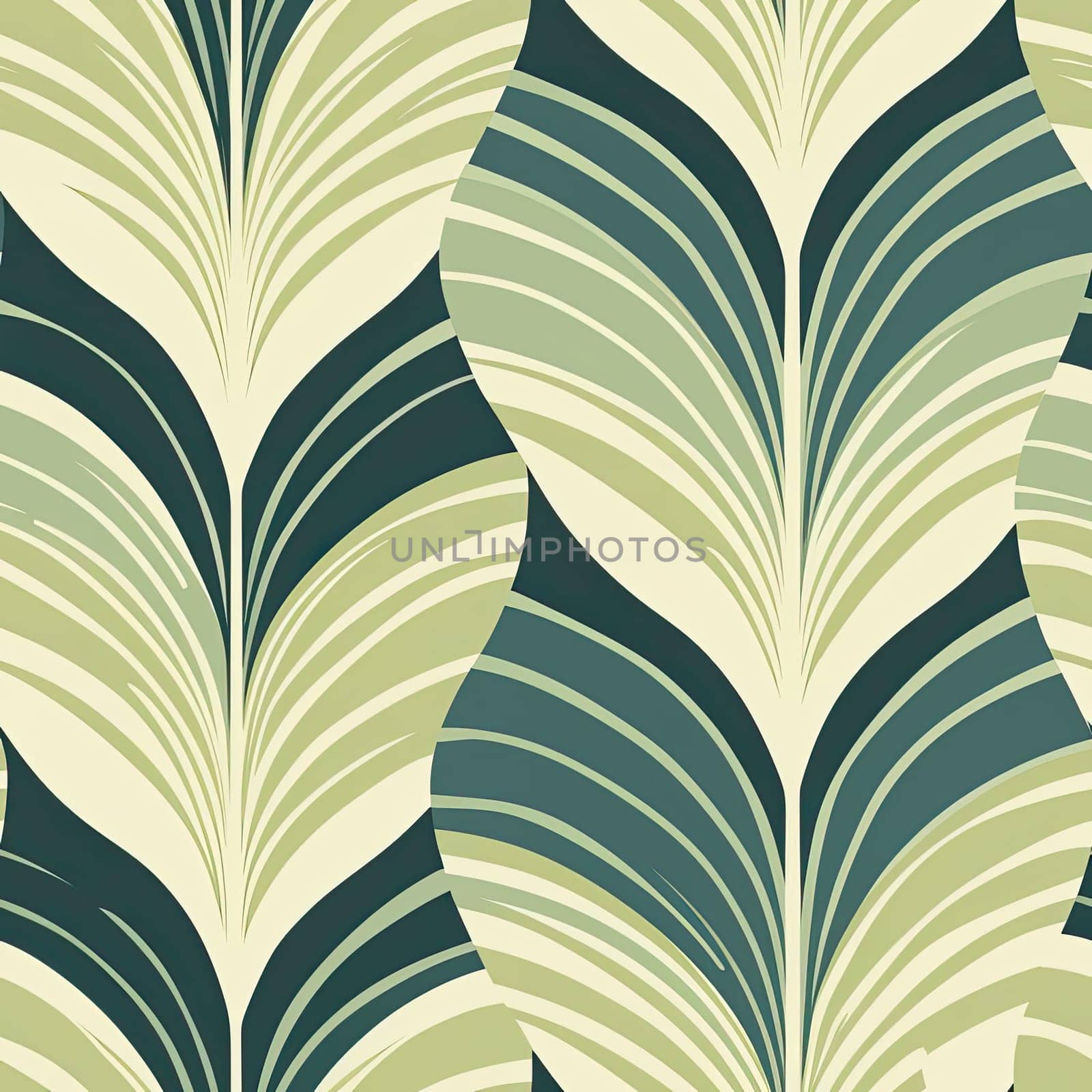 Bold green and white leaf pattern wallpaper with dynamic lines (tiled)
