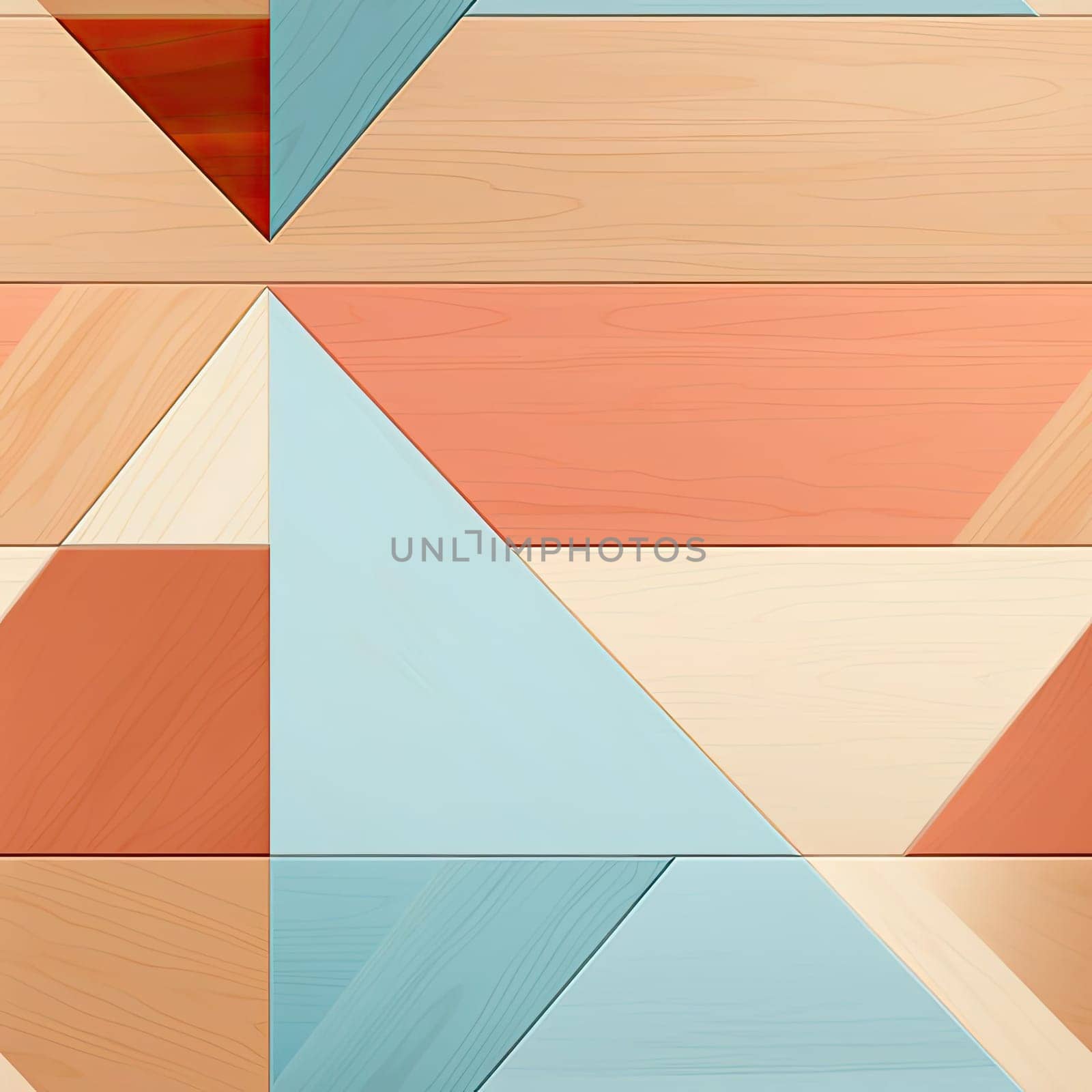 Colorful geometric triangle blocks on a wooden background (tiled)