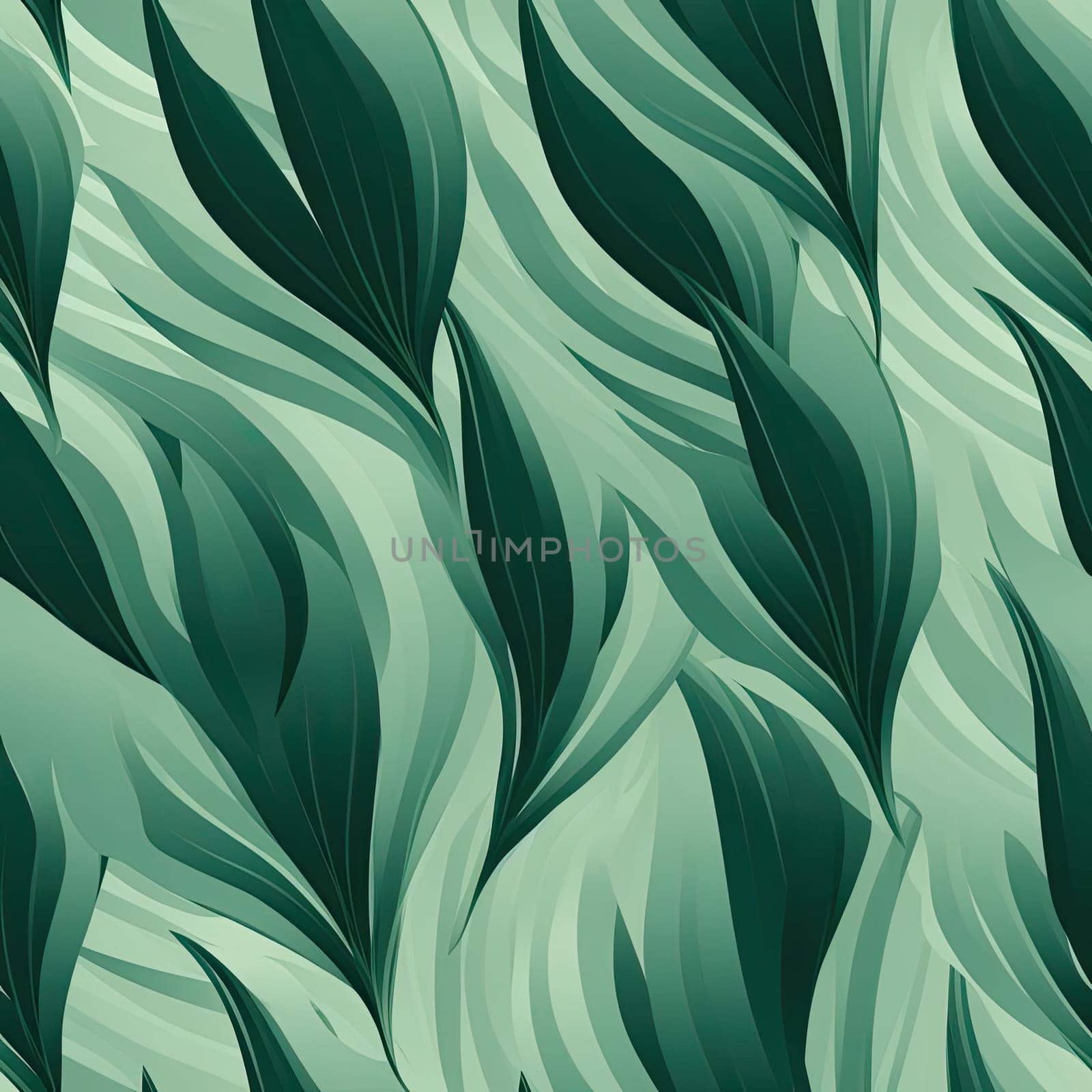 Exquisite seamless pattern of wavy green leaves (tiled)