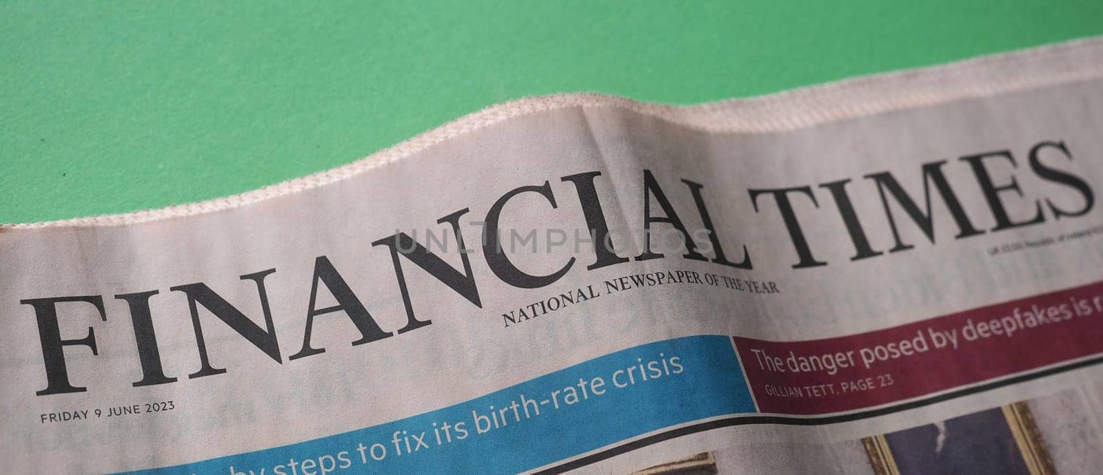LONDON, UK - JULY 02, 2023: Financial Times newspaper