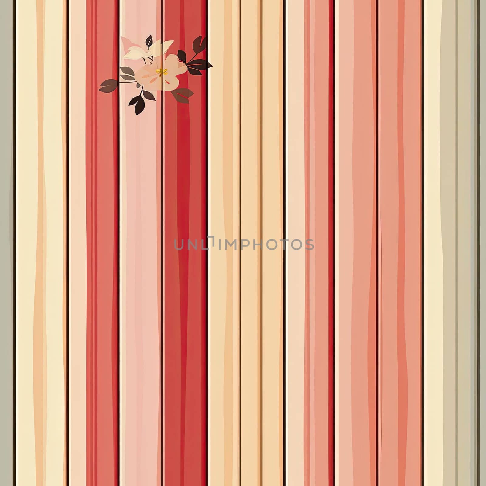Exquisite floral wallpaper with varying wood grains in light red and dark beige (tiled)