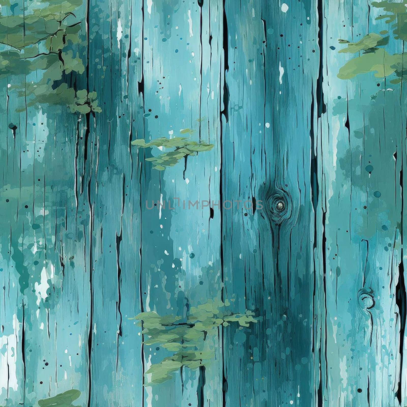 Painting of wood surface in light turquoise and dark indigo (tiled)