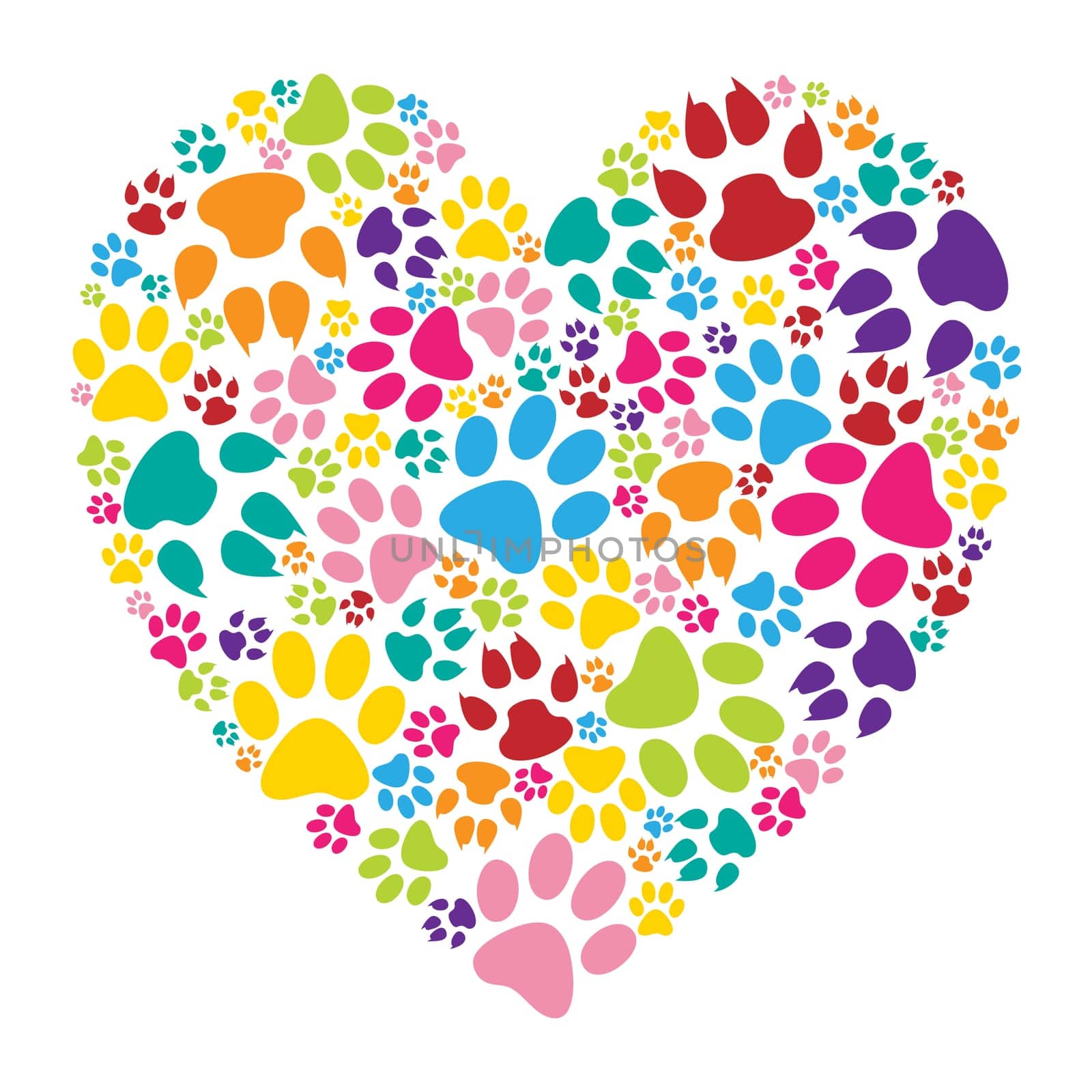 Illustration of heart paw print on a white background.