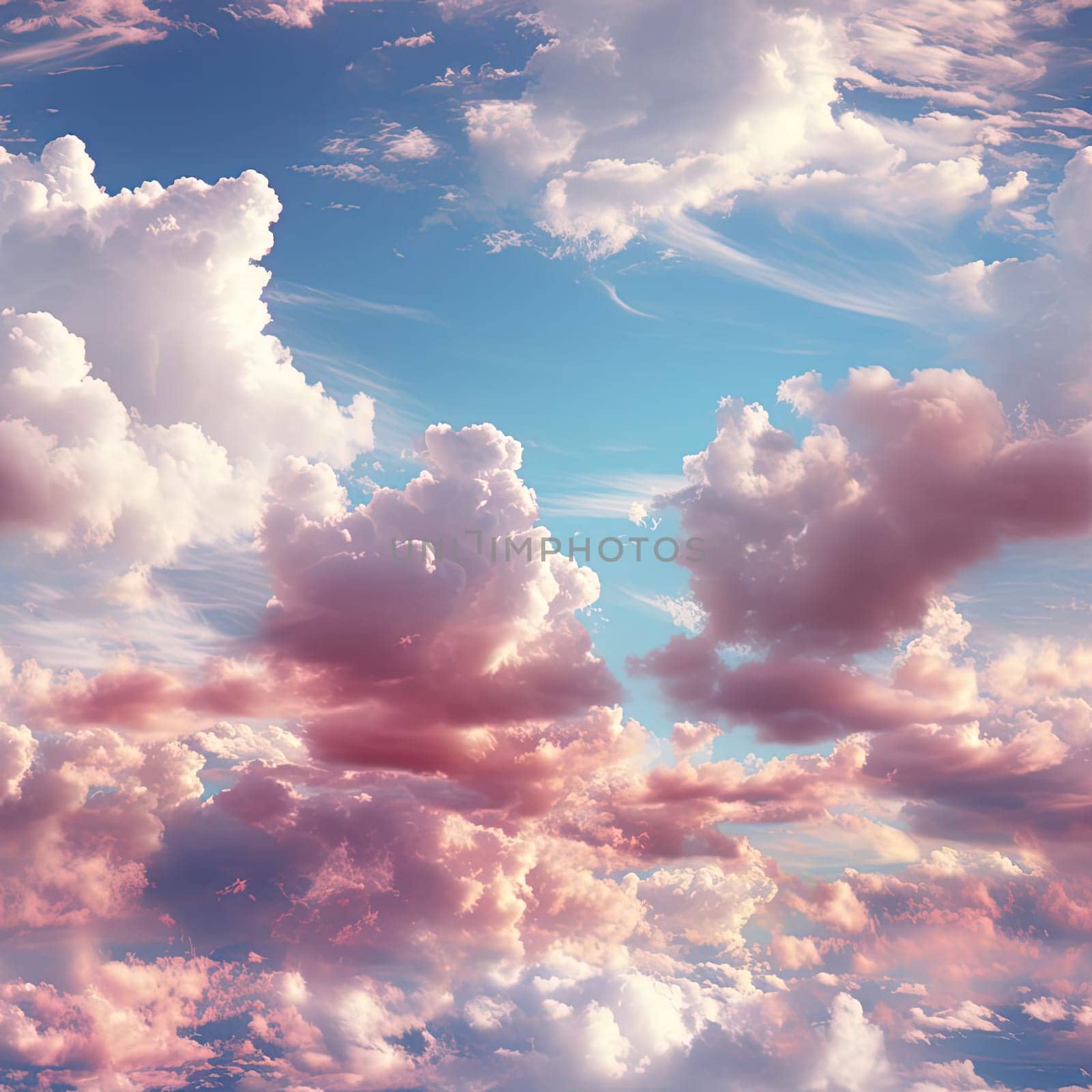 Background of pink clouds flying in the sky, digitally enhanced (tiled)