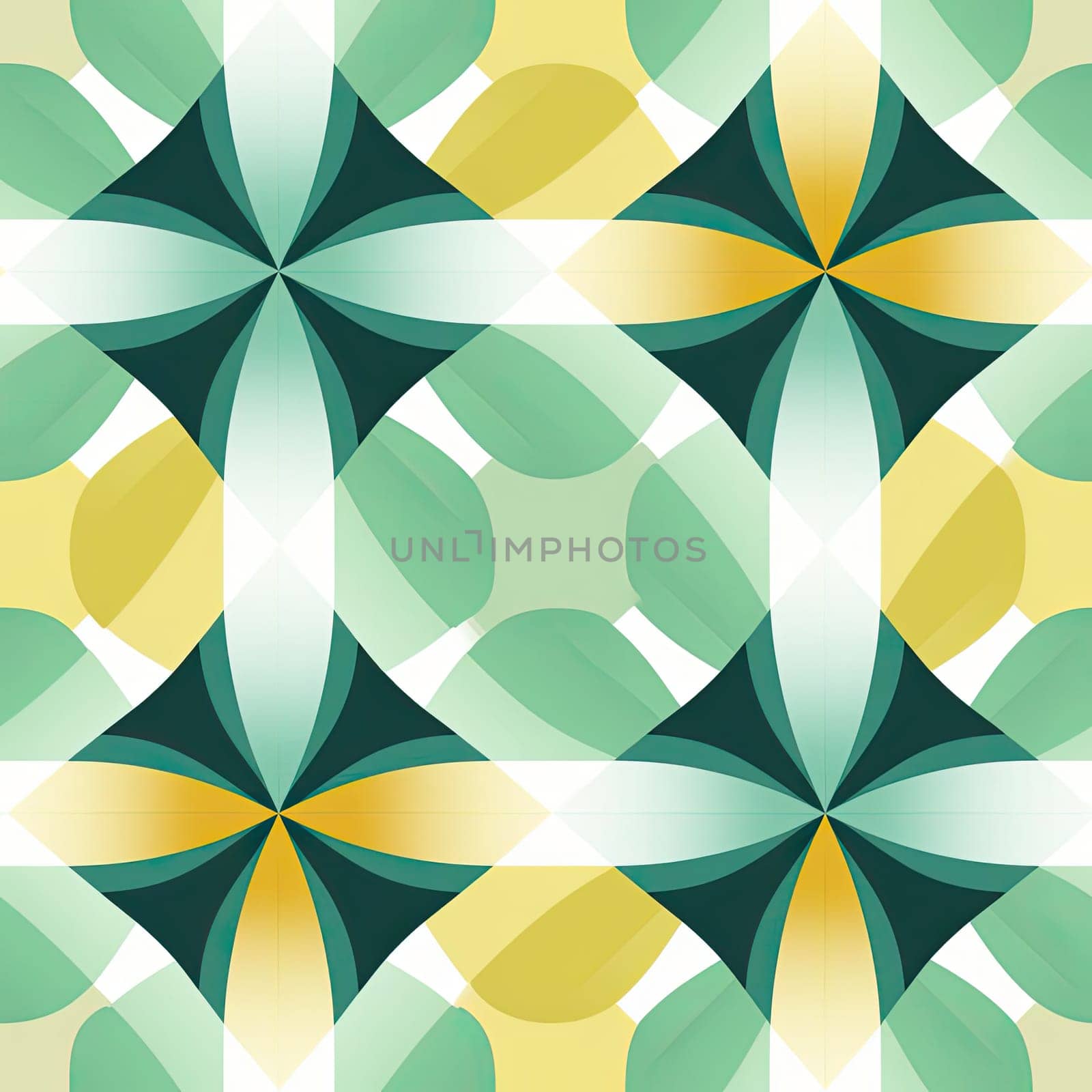 Abstract floral pattern in green and yellow (tiled)