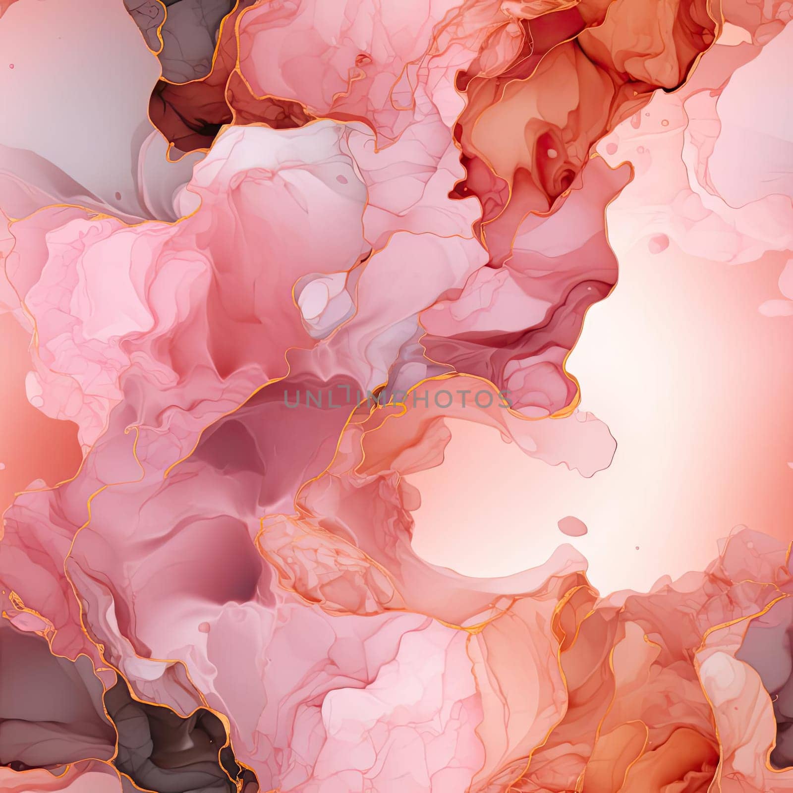 Pattern of pink, brown, orange and red liquids in rococo style (tiled)