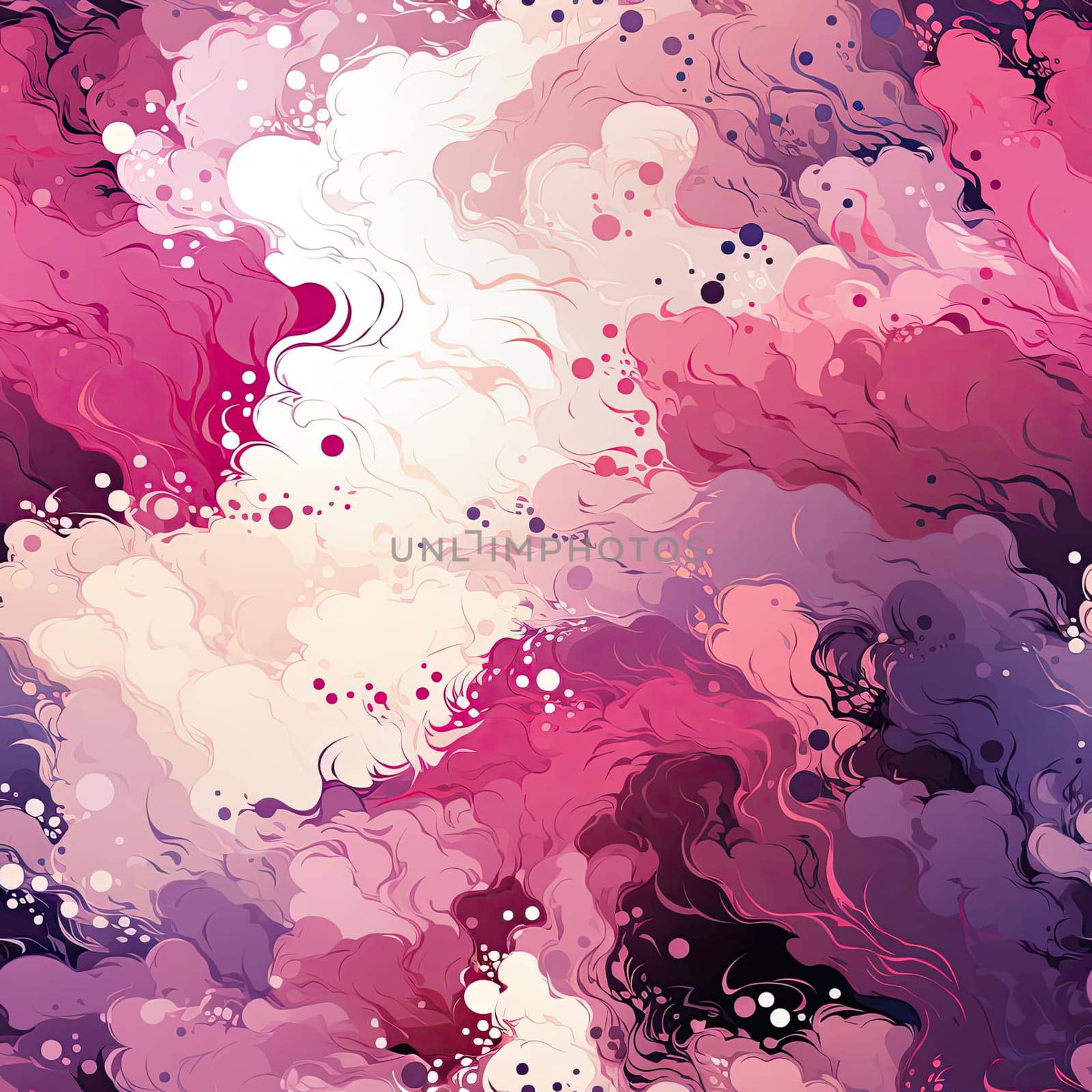 Colorful cloud abstract pattern with purple and pink swirls (tiled)