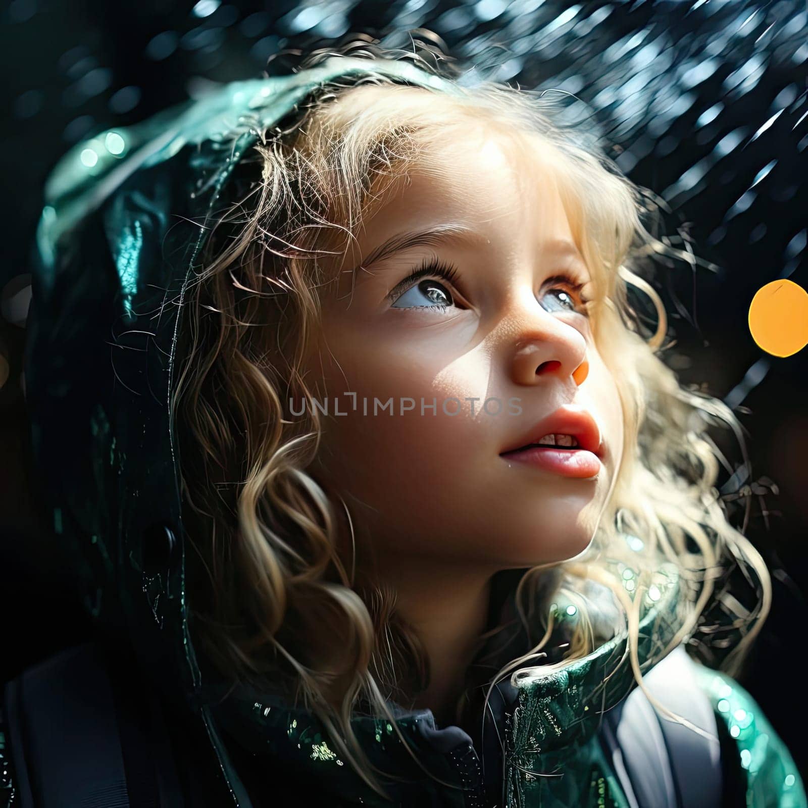 Luminous and hyper-realistic portraits of children in raincoats