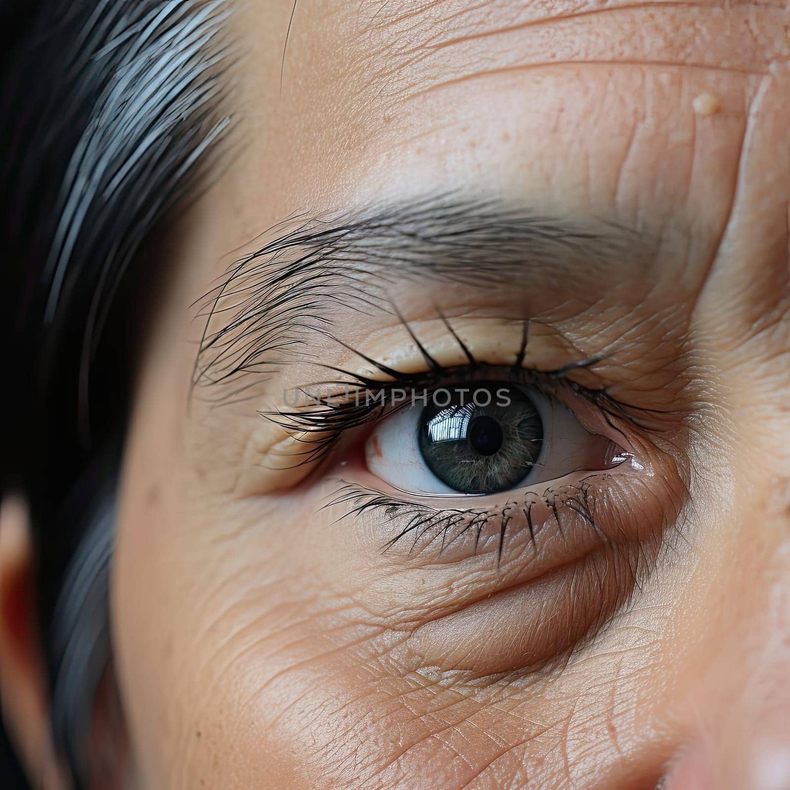 Detailed portrayal of an old woman's eye