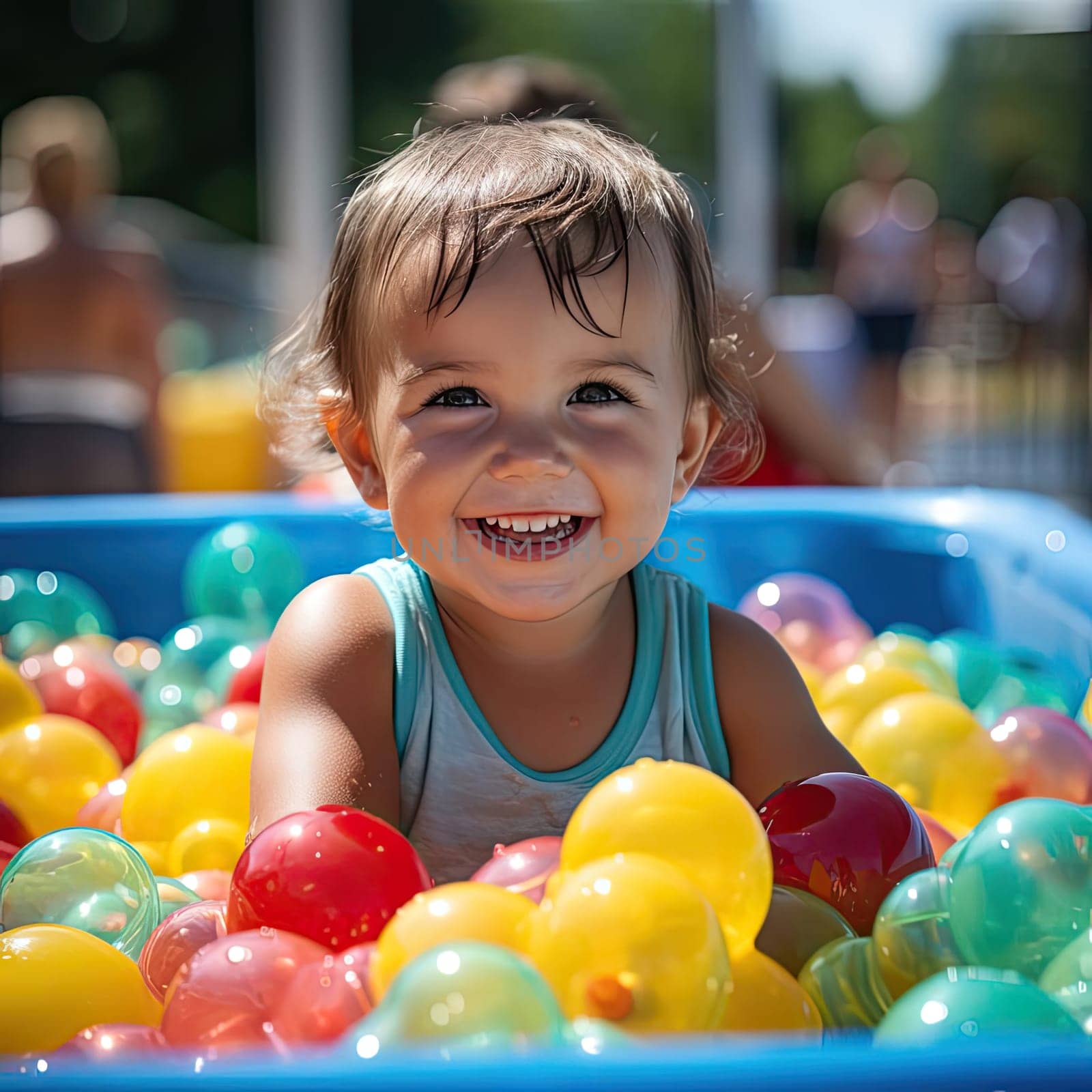 Little girl playing with balls
