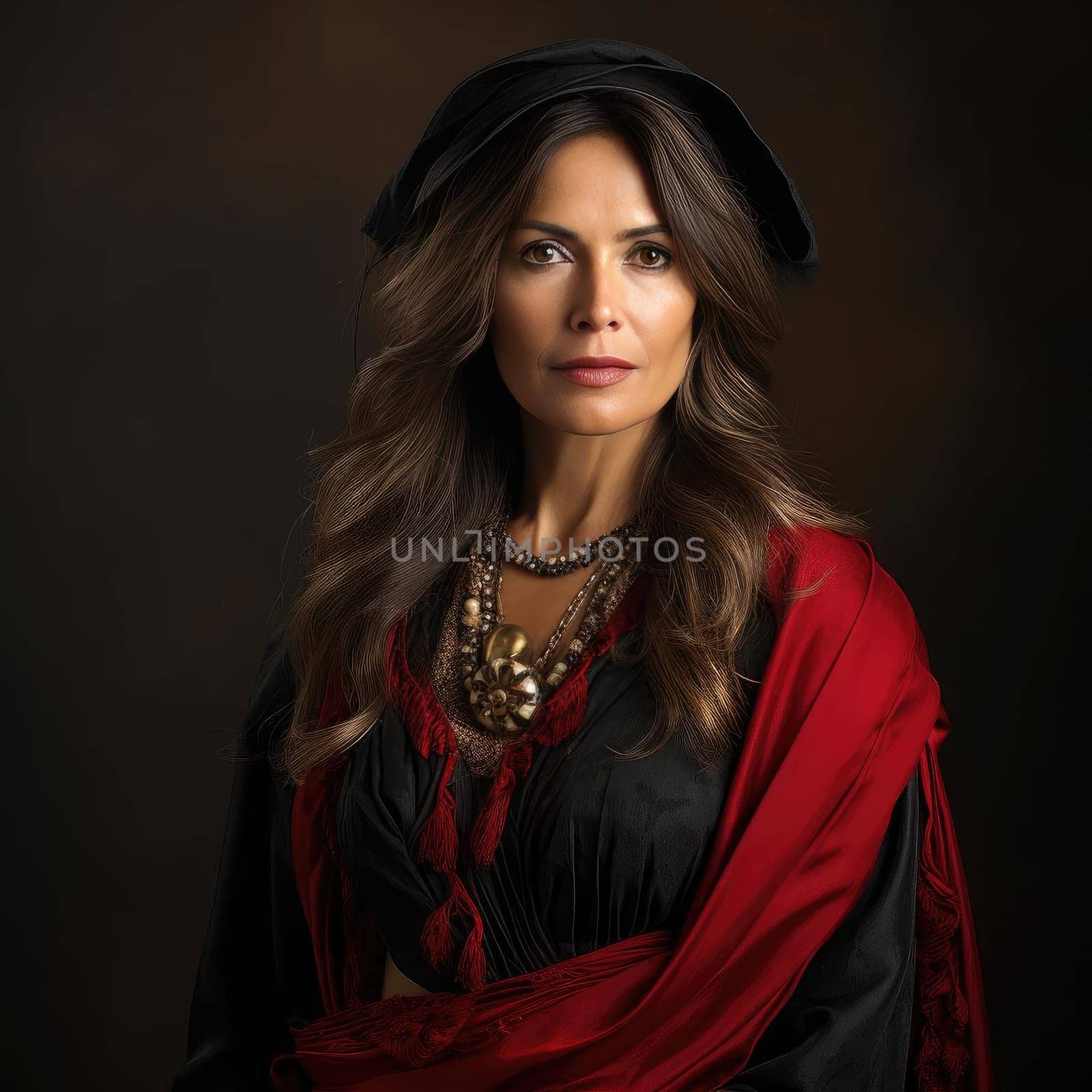 Women in European attire with intense lighting and artistic elements