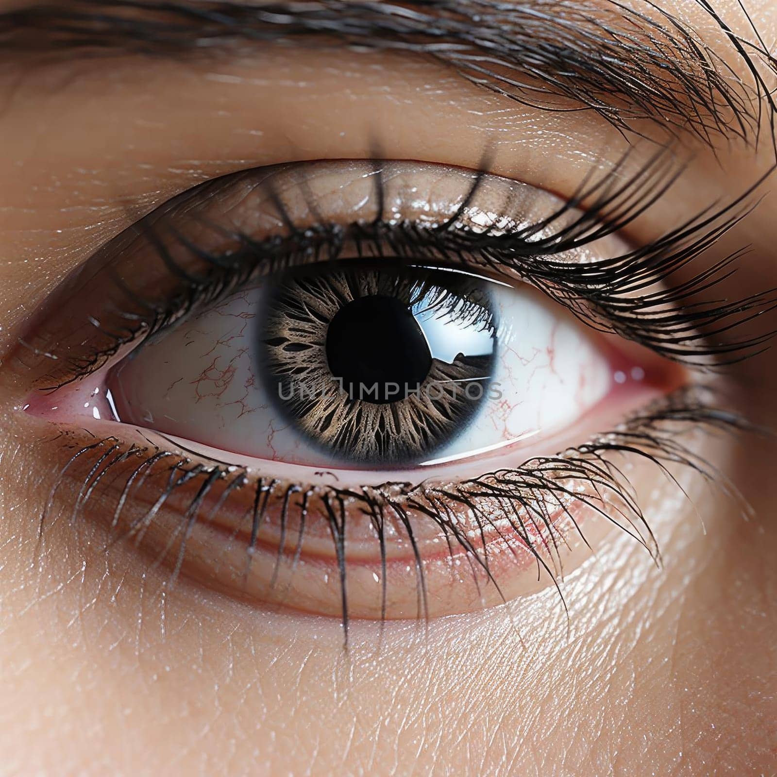 Realistic and hyper-detailed renderings of a woman's eye
