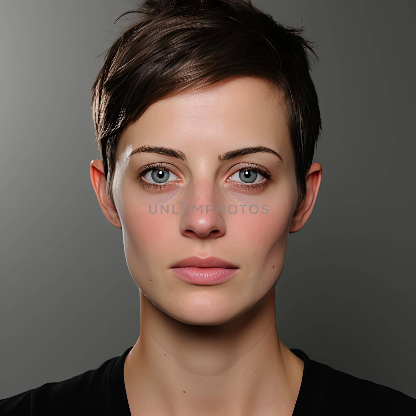 Lifelike representation of a woman with green eyes