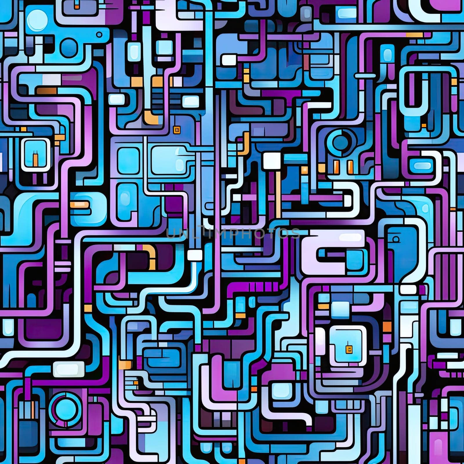 Abstract blue and purple pattern with tubes and lines (tiled)