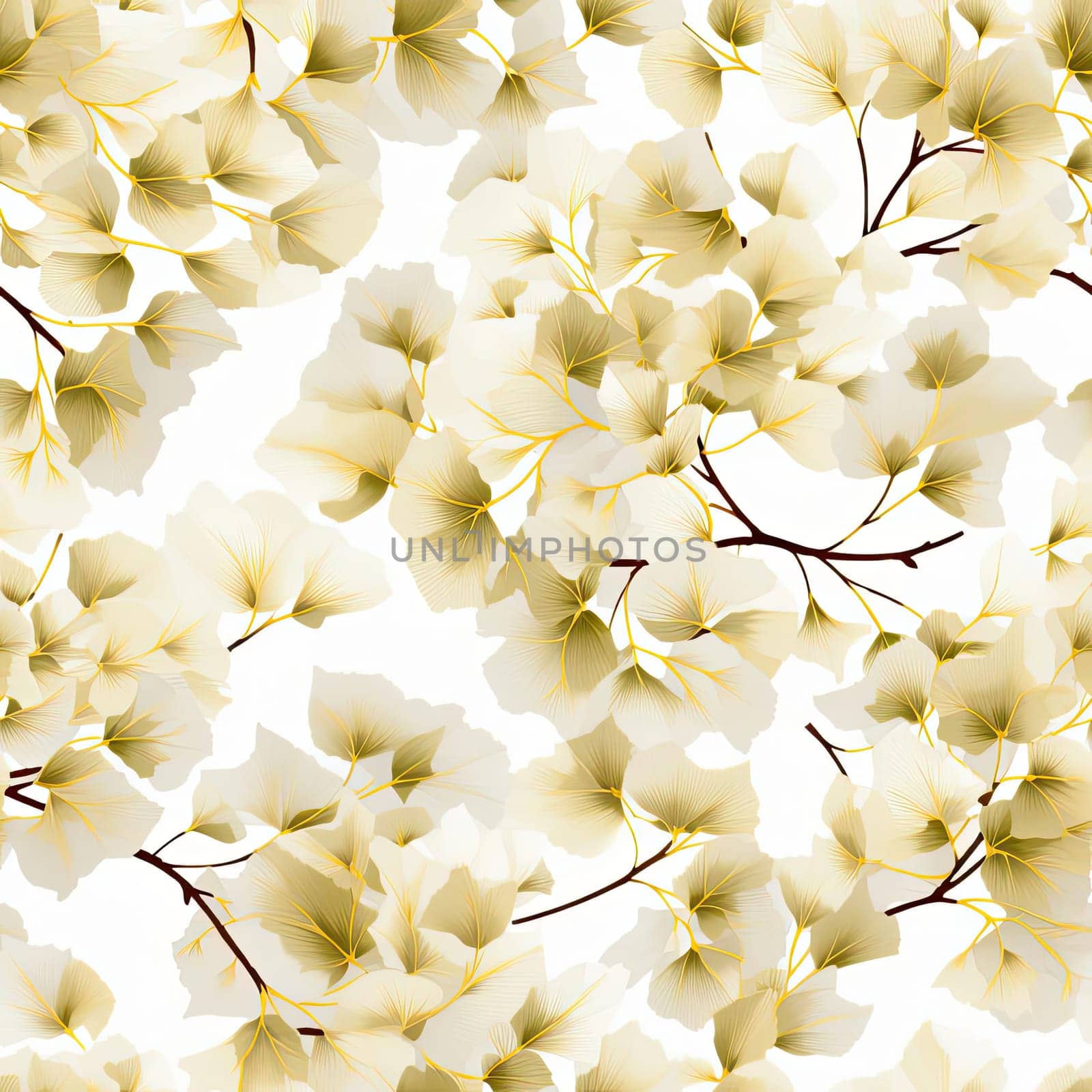 Elegant white wallpaper with geranium flowers and branches (tiled)