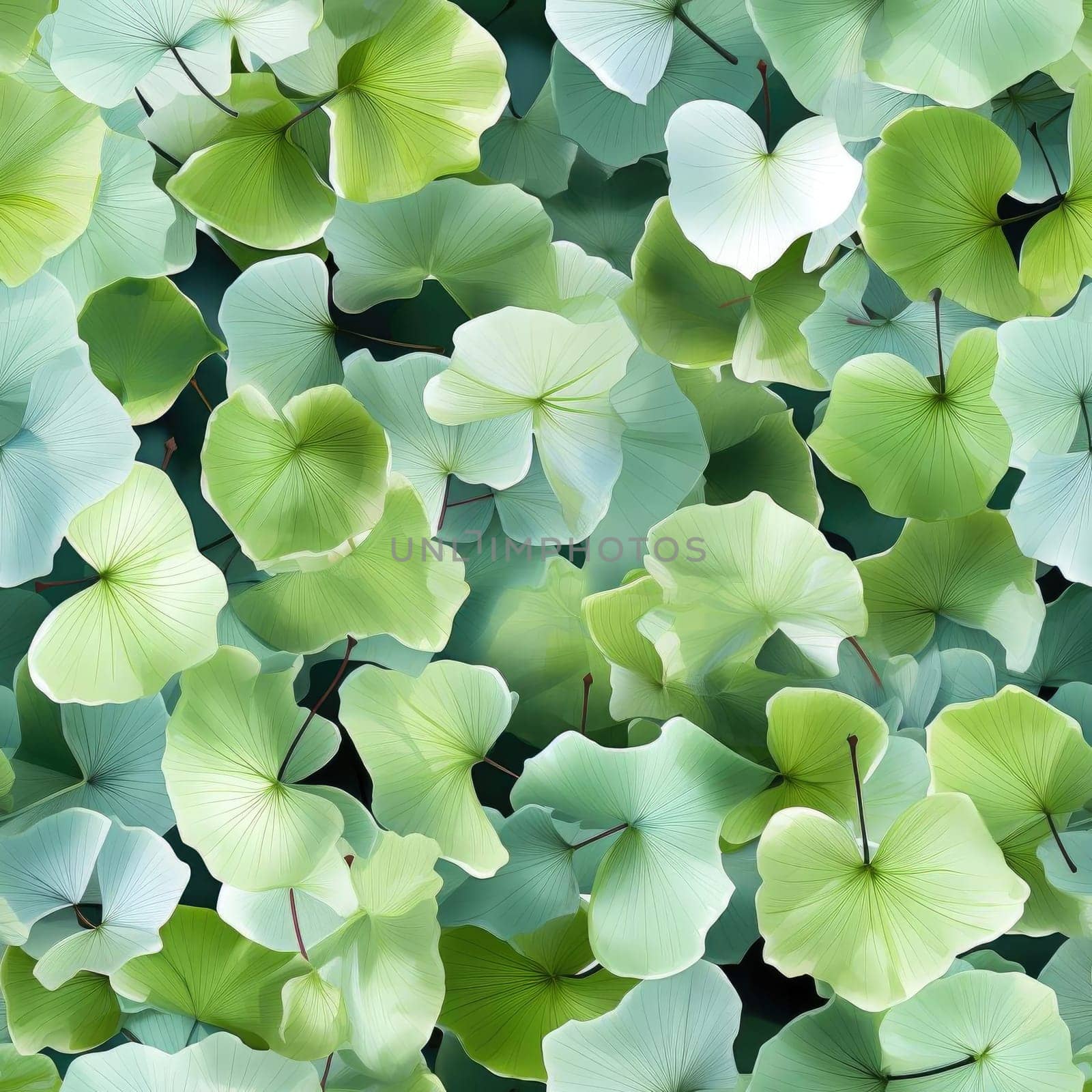 Beautiful green ginkgo leaves on a dark background (tiled)