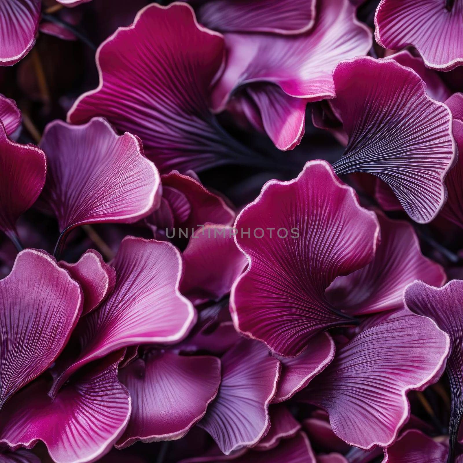 Purple ginkgo leaves and colorful floral patterns in psychedelic compositions (tiled)