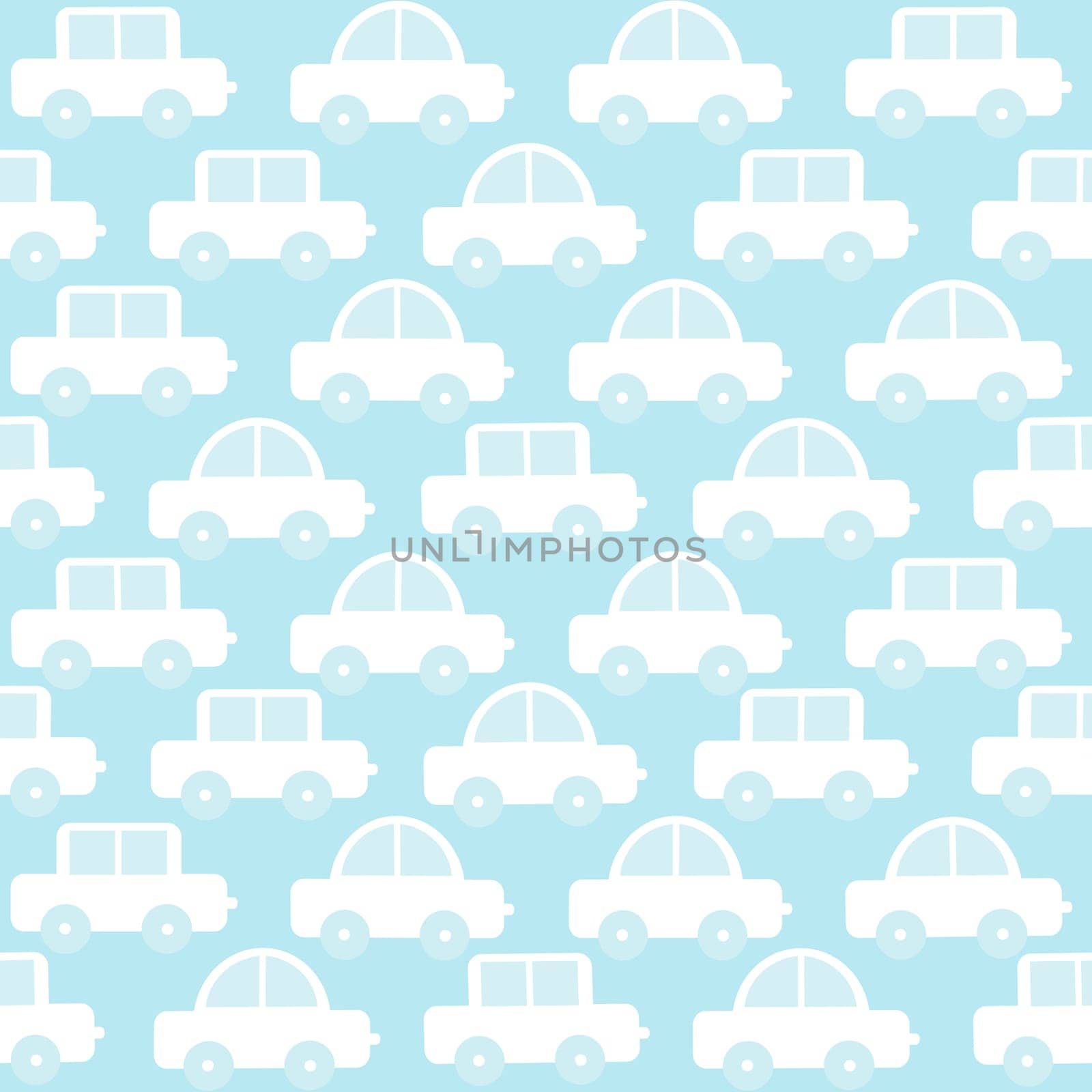 Blue baby boy seamless background with cartoon cars