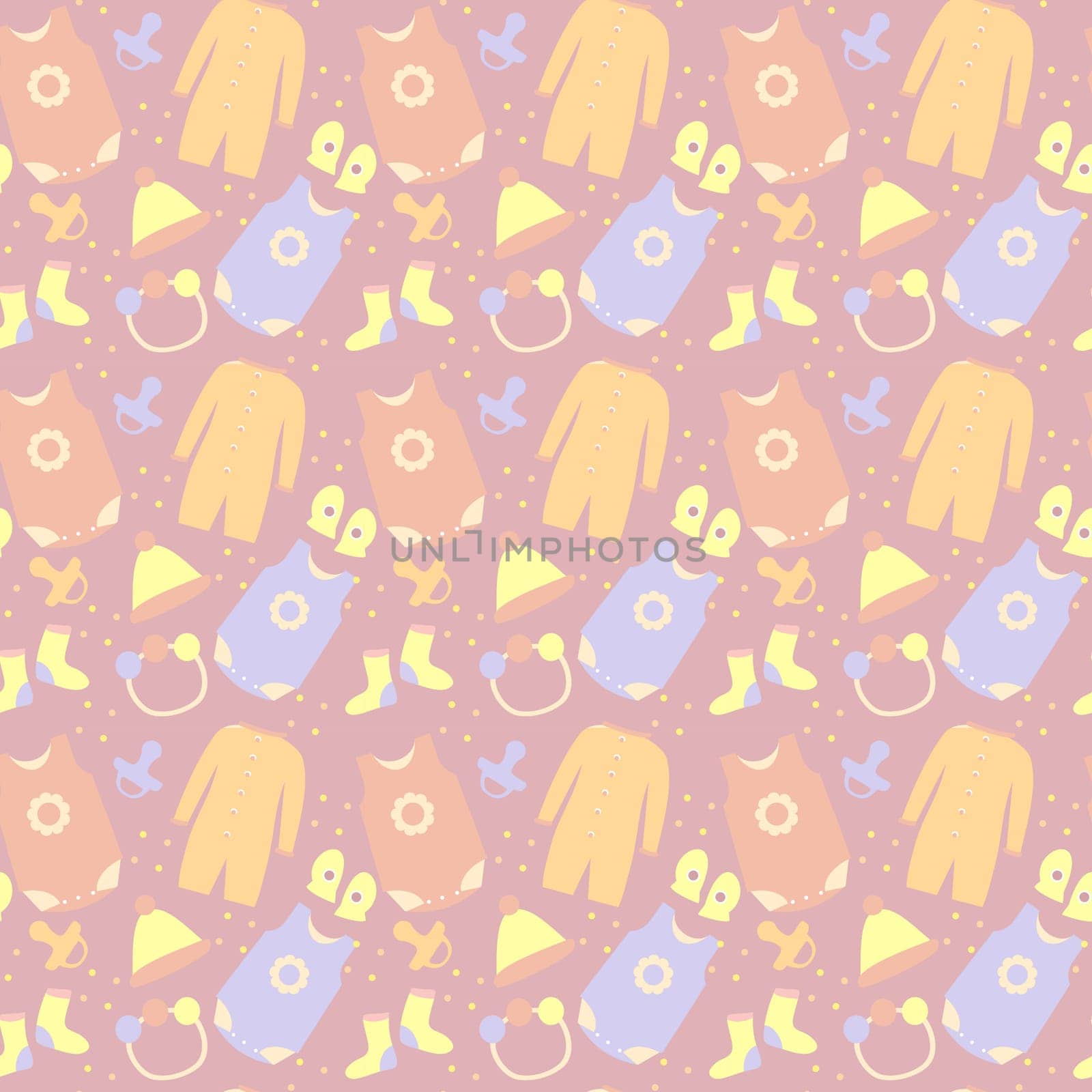 Seamless background with products for babies, newborn.