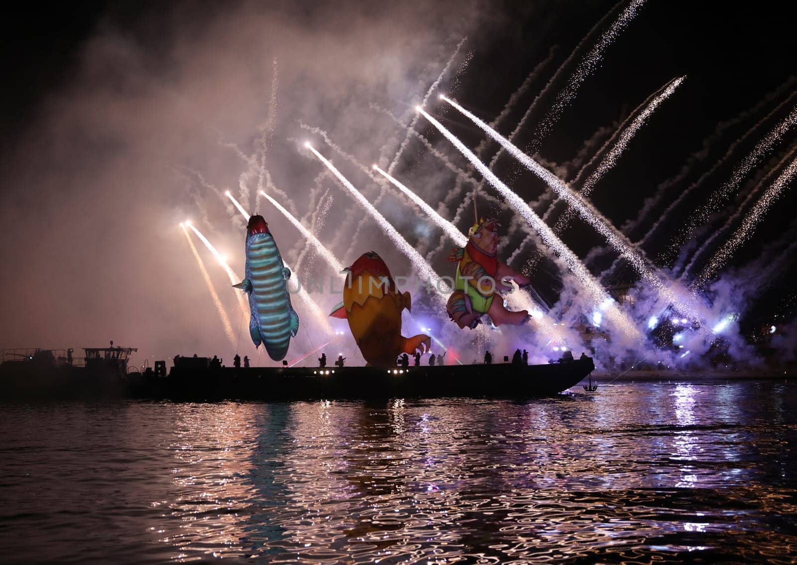 Cracow, Poland - June 4, 2022: Great Dragon Parade. The Great Outdoor Show on the Vistula River.