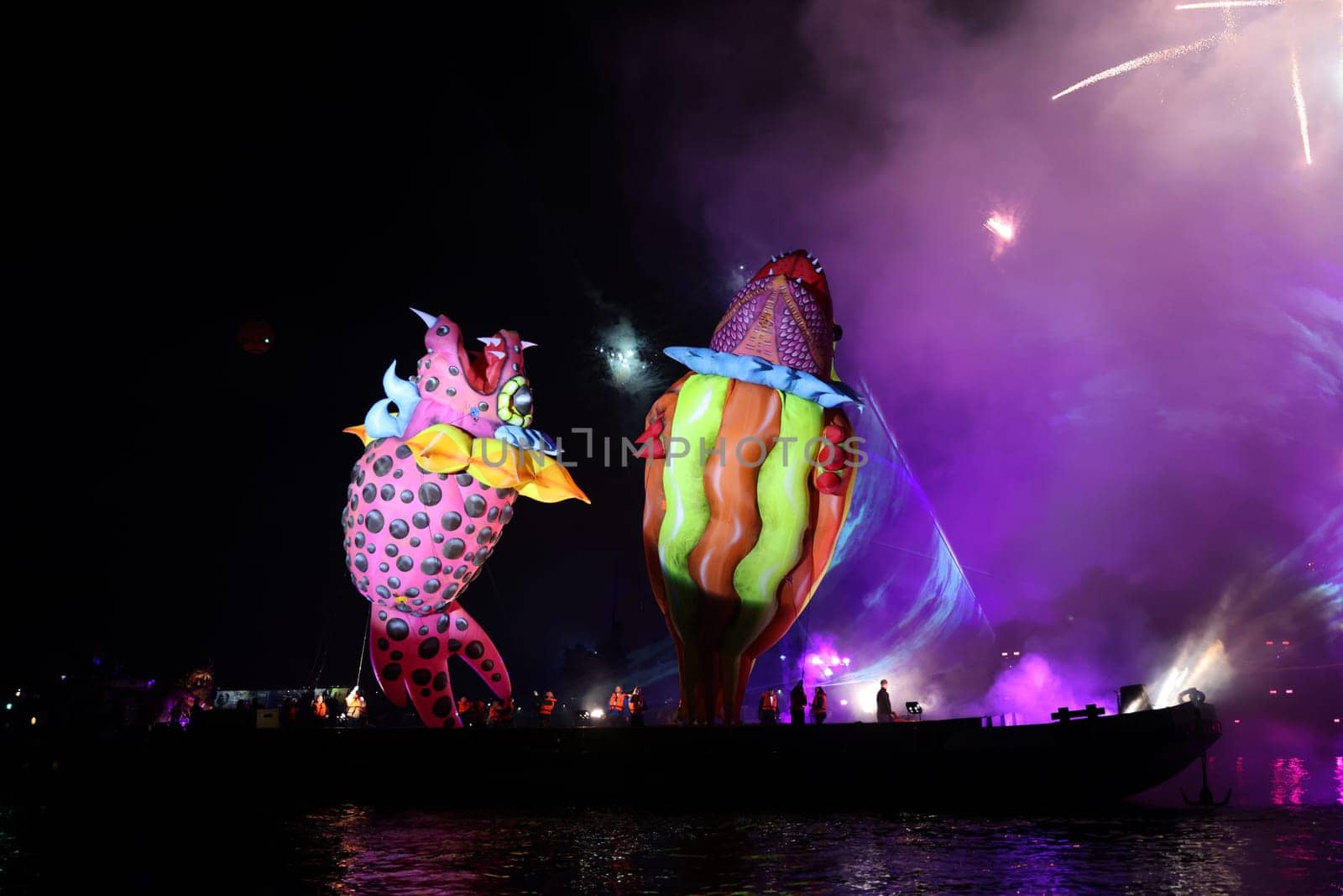 Cracow, Poland - June 4, 2022: Great Dragon Parade. The Great Outdoor Show on the Vistula River.