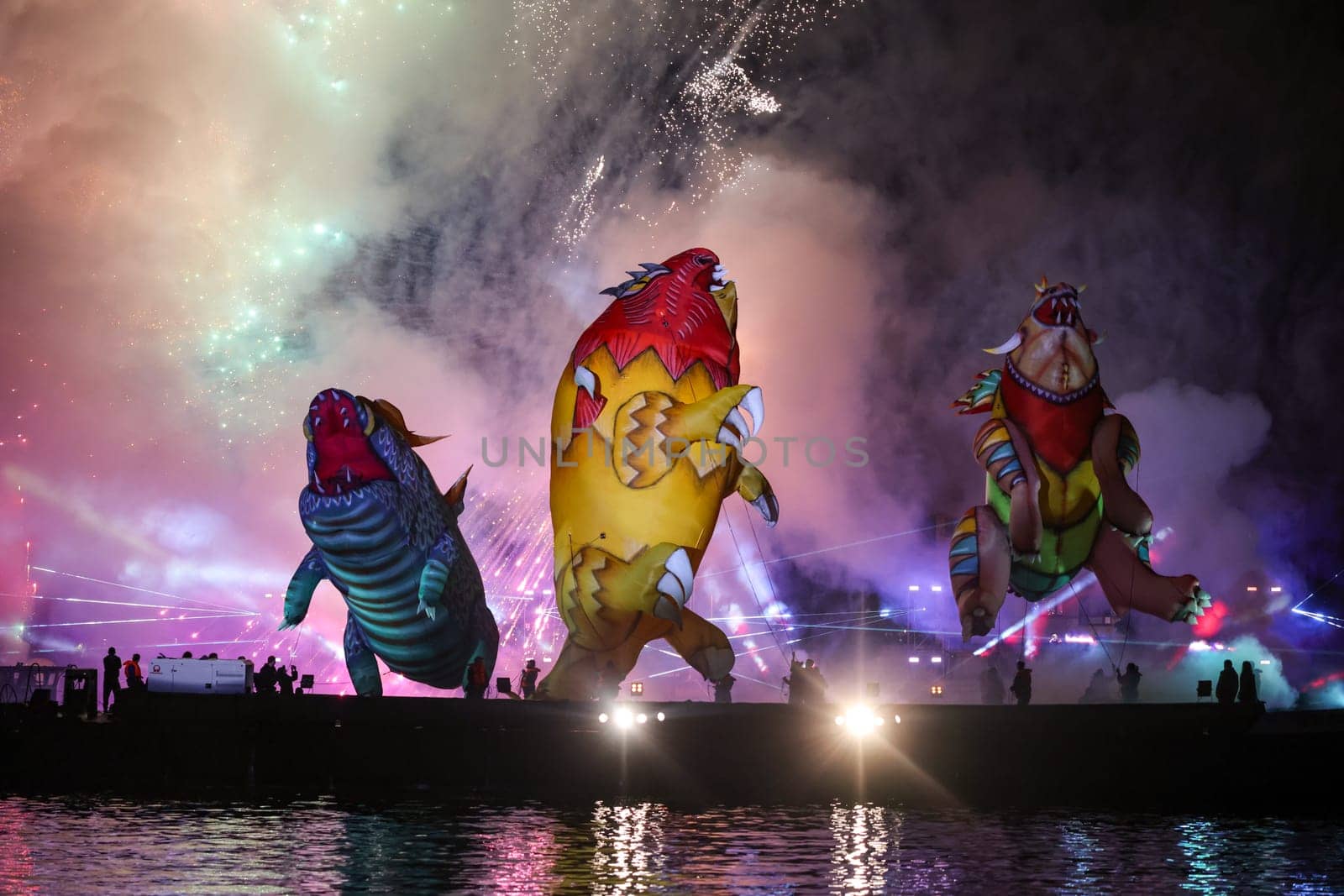 Cracow, Poland - June 4, 2022: Great Dragon Parade. The Great Outdoor Show on the Vistula River.