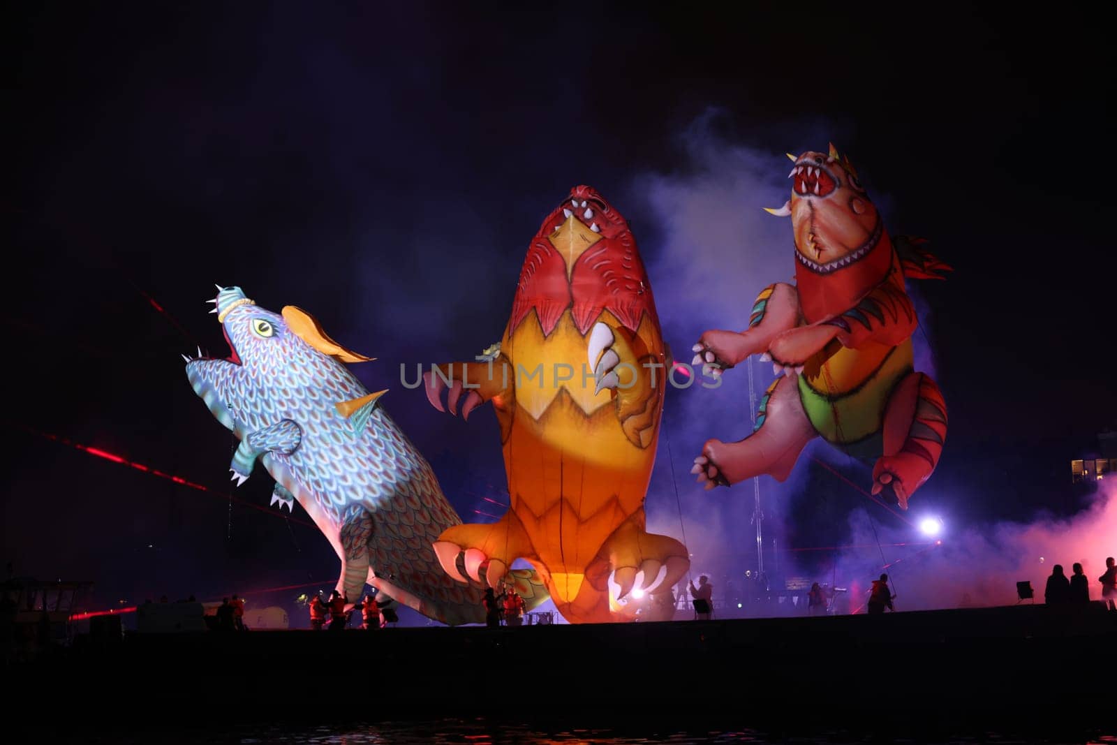 Cracow, Poland - June 4, 2022: Great Dragon Parade. The Great Outdoor Show on the Vistula River.