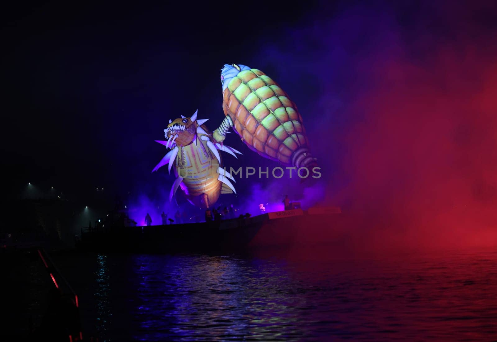 Cracow, Poland - June 4, 2022: Great Dragon Parade. The Great Outdoor Show on the Vistula River.