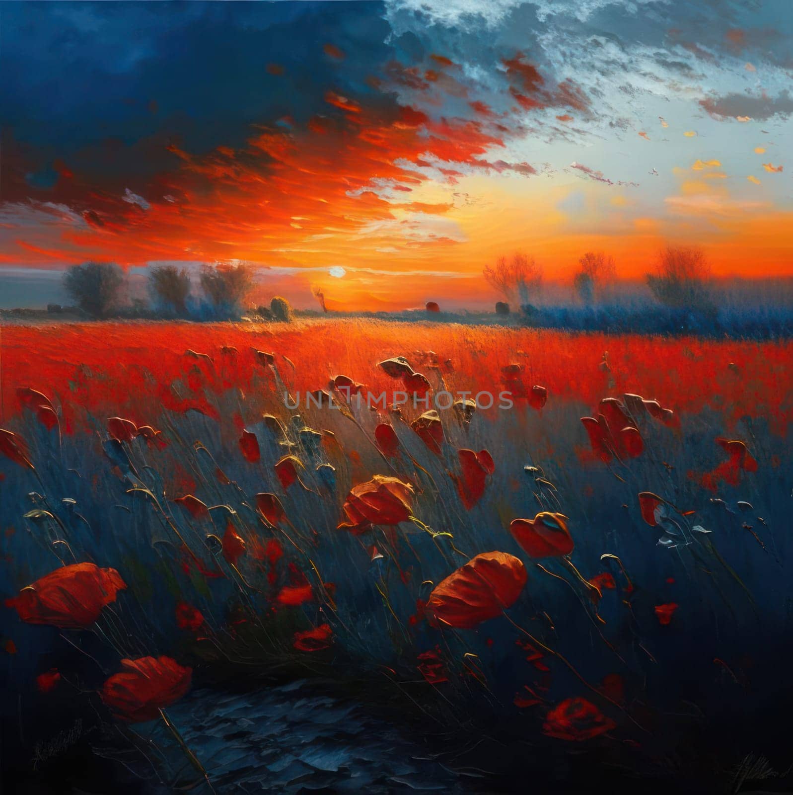 Poppy field. Image created by AI