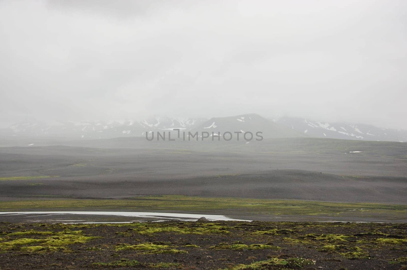 F-road and flat landscape near lake Hagavatn in Iceland