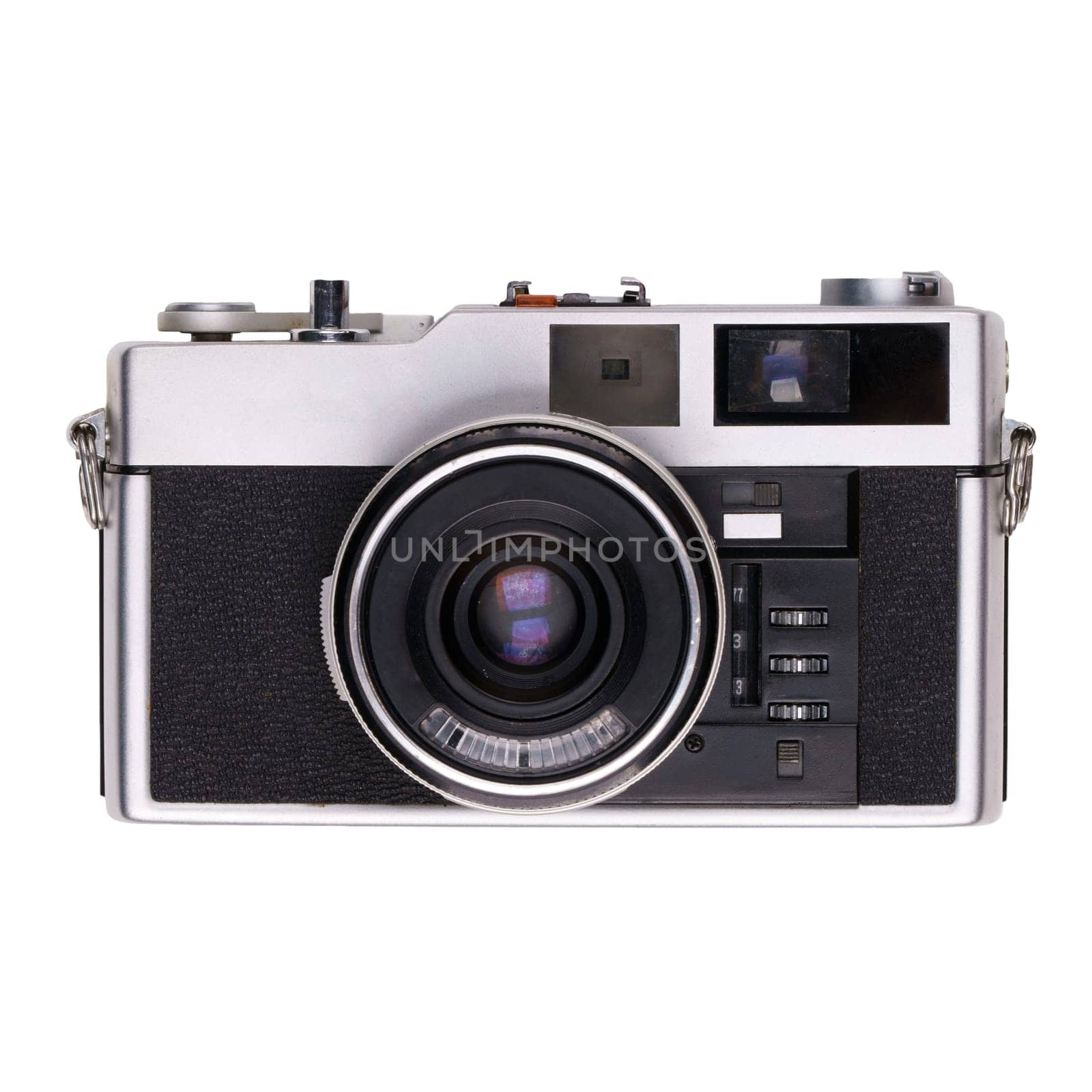 vintage old film camera isolated on white background