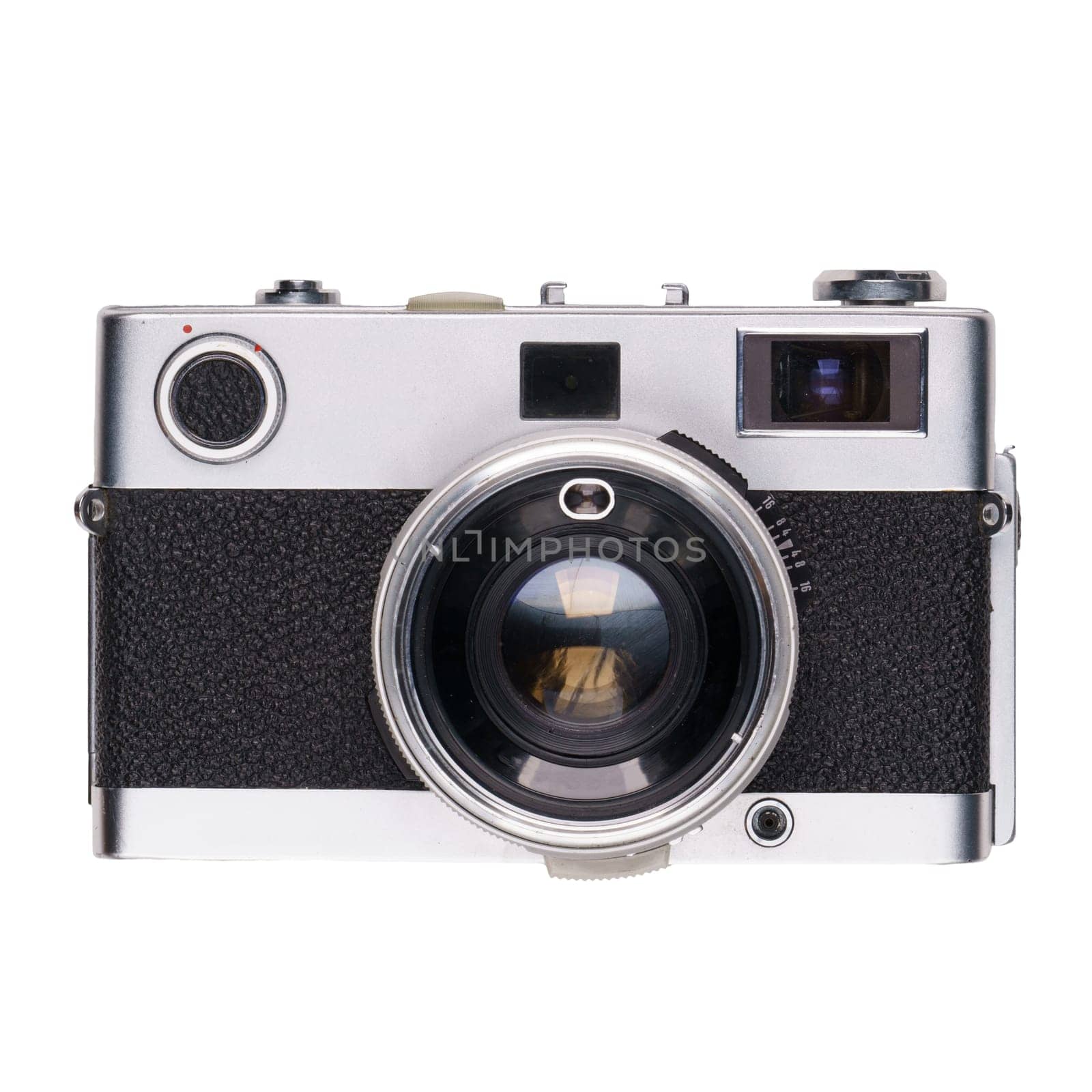 vintage old film camera isolated on white background