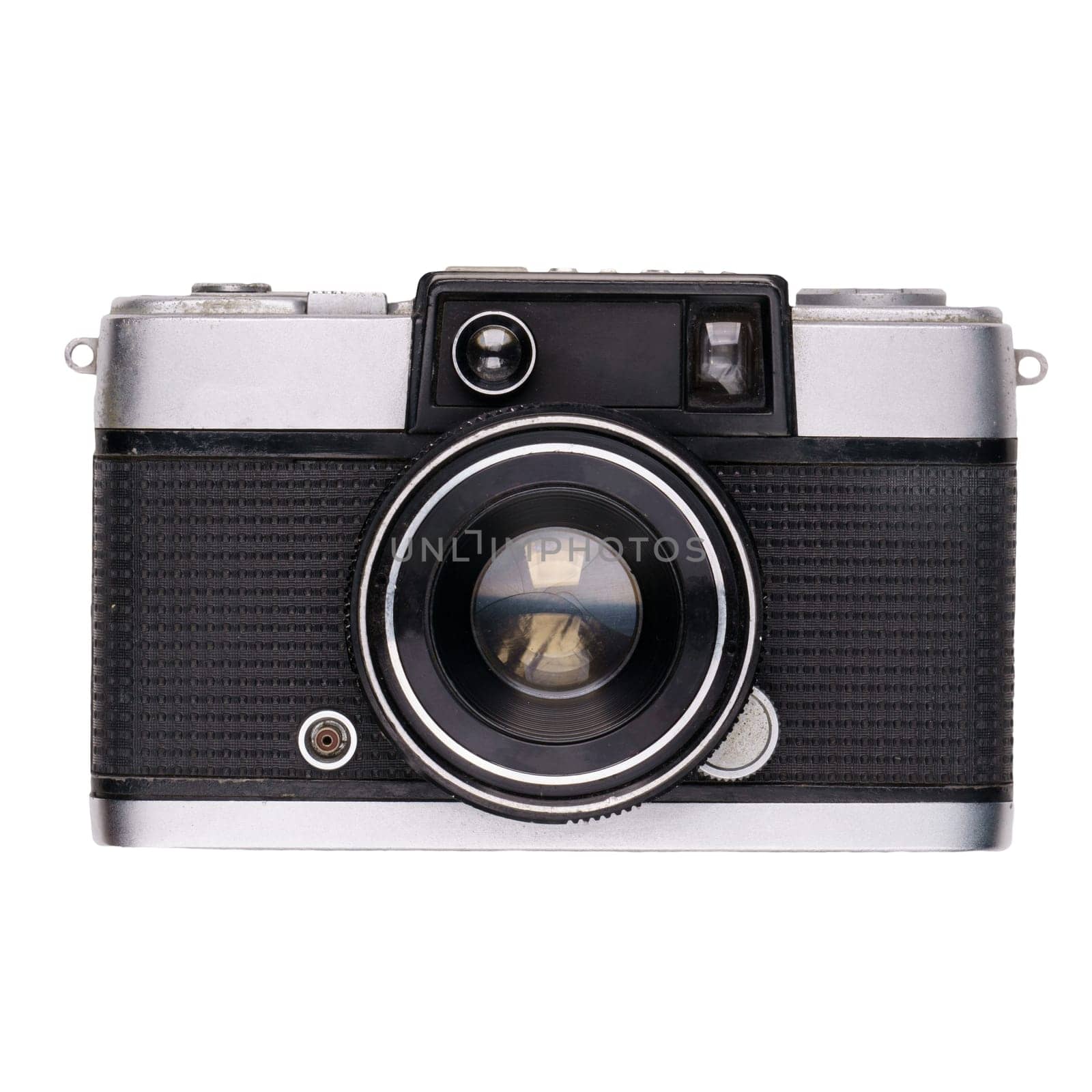 vintage old film camera isolated on white background