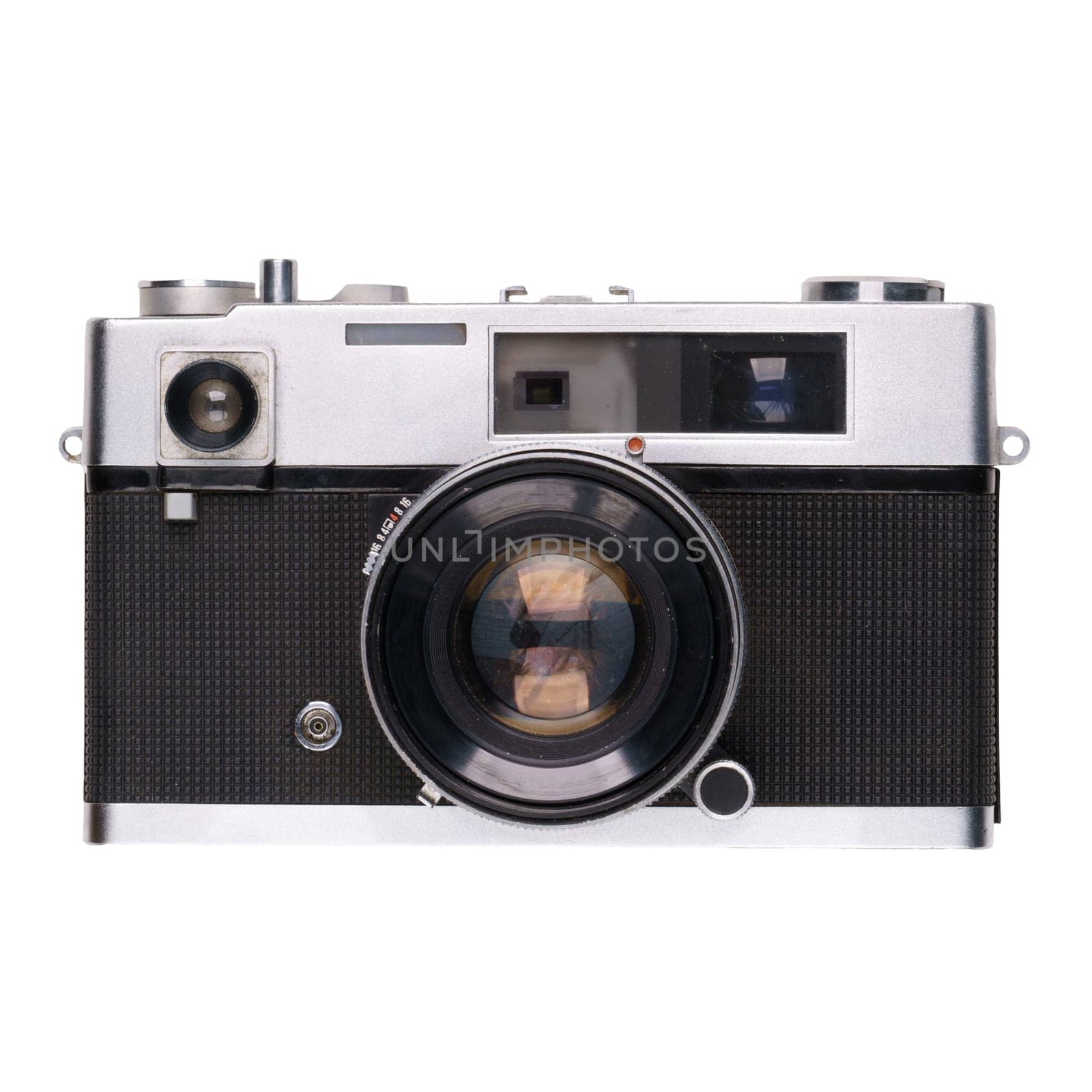 vintage old film camera isolated on white background