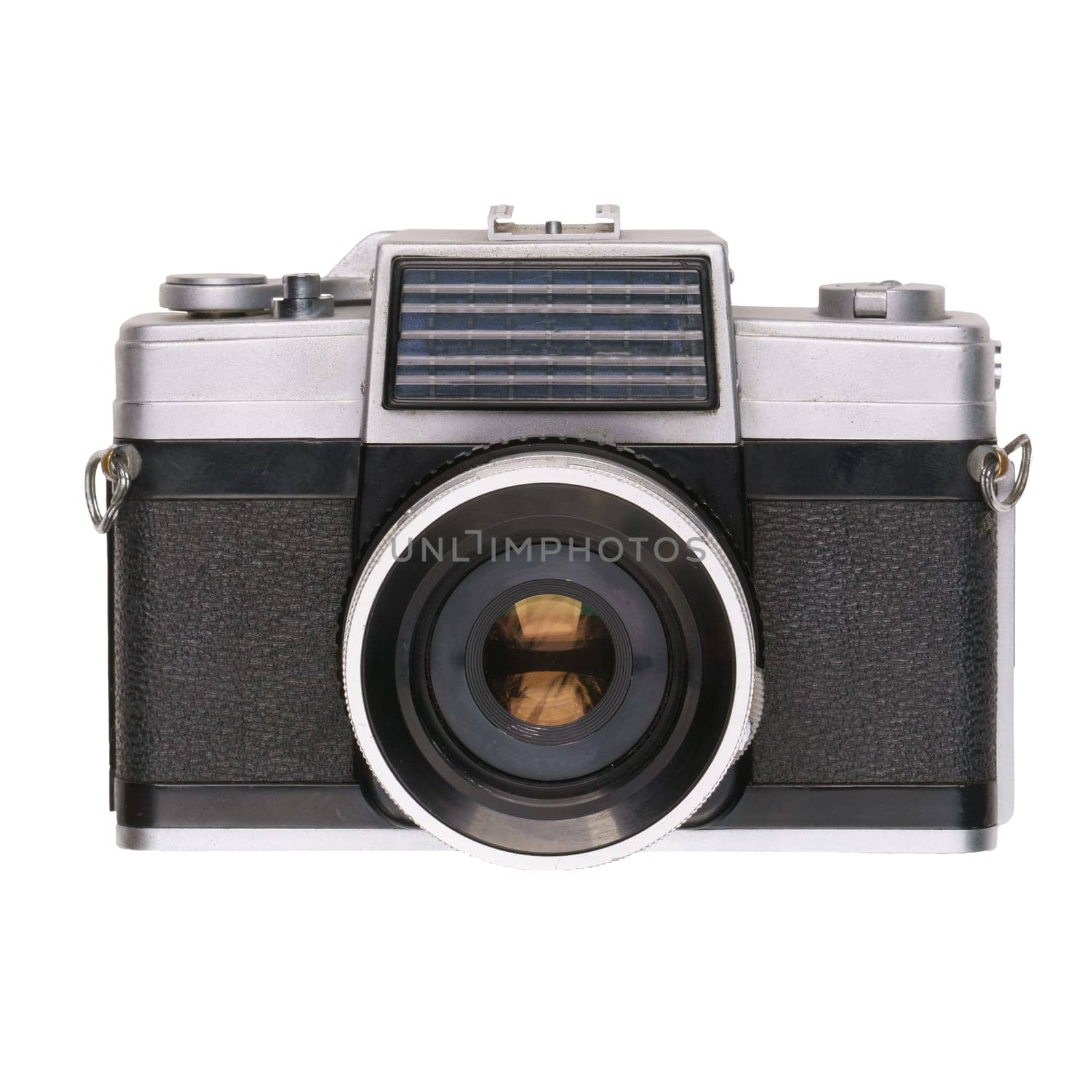 vintage old film camera isolated on white background